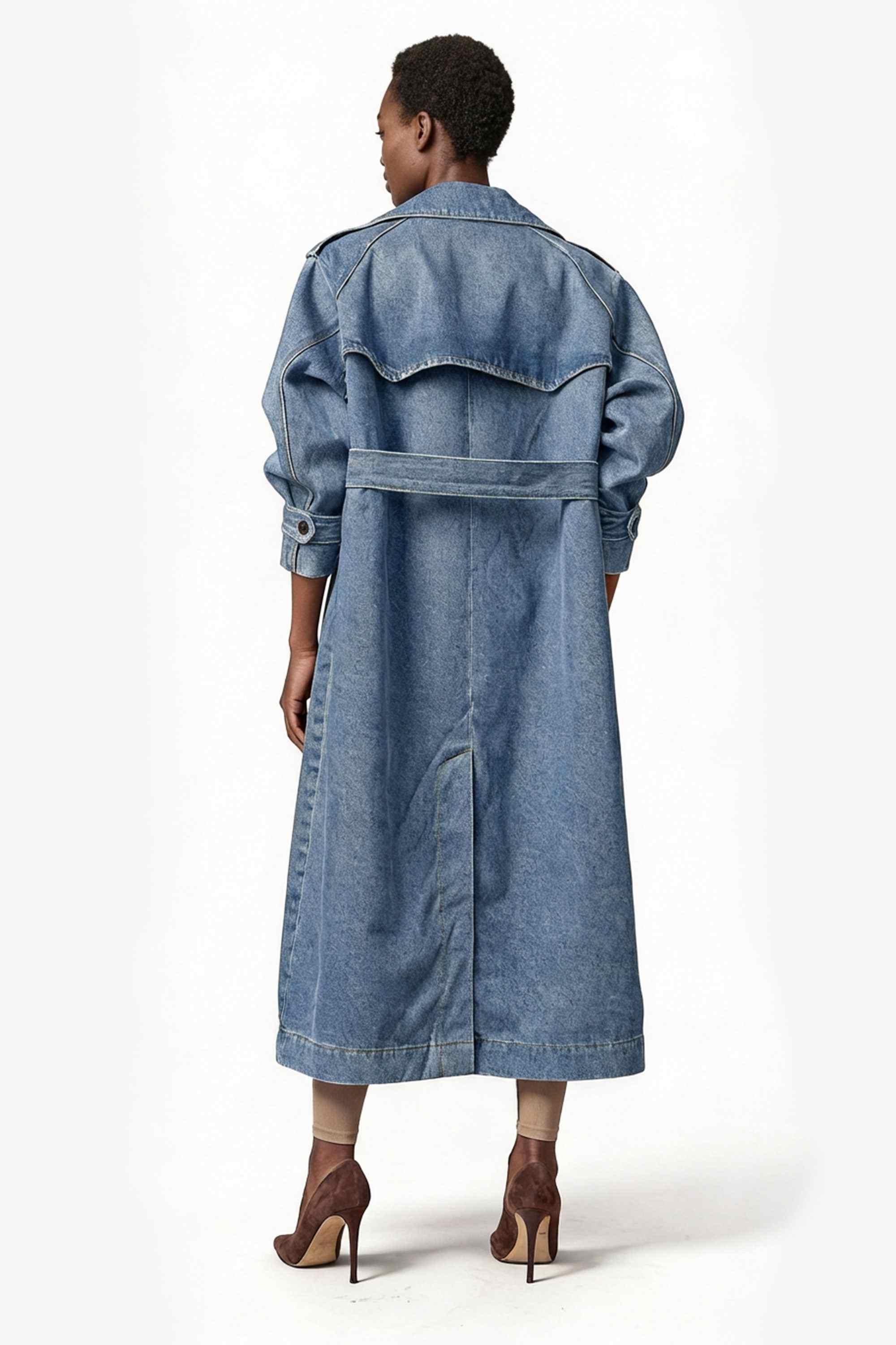 Oversized Denim Trench Coat - Classic Washed | GOC DENIM | Wolf