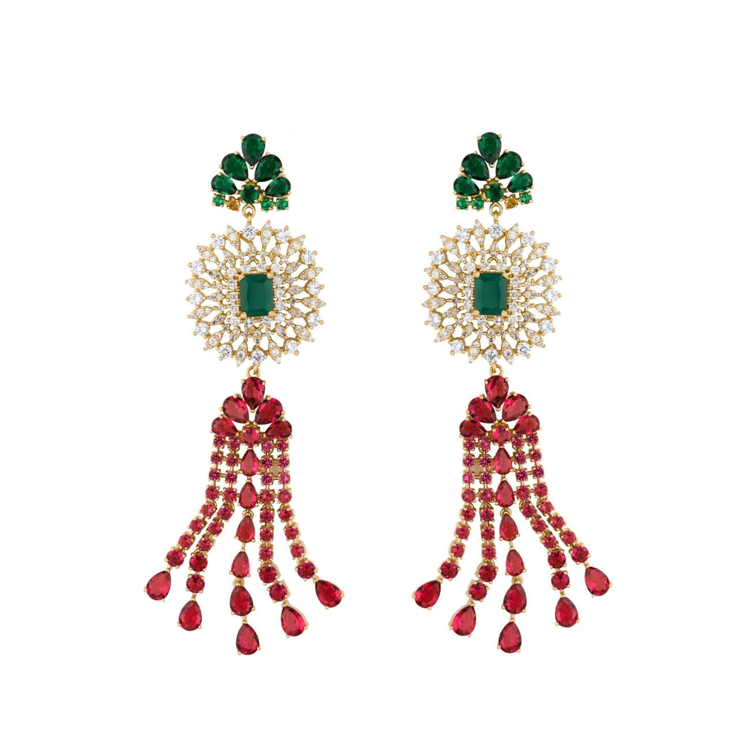 Stephanie Browne Australia Women's Green / White / Red Ava Luxe Earrings In Multi