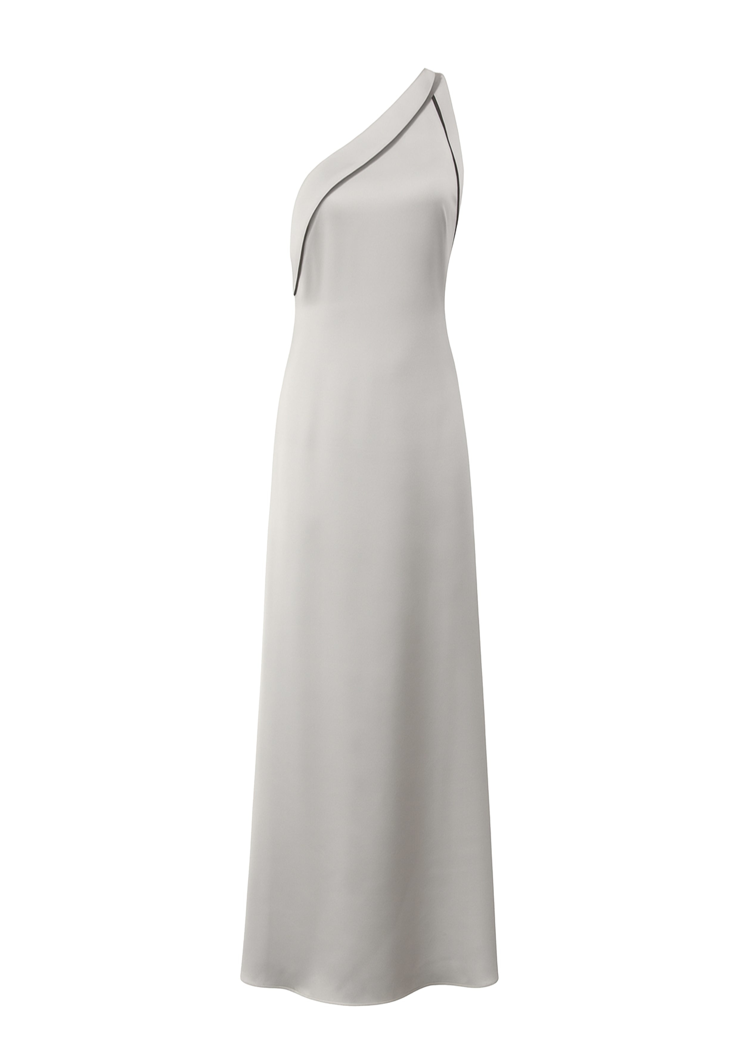 Women's Grey Aimee Long Satin Dress In Silver | Extra Small | Nazli Ceren