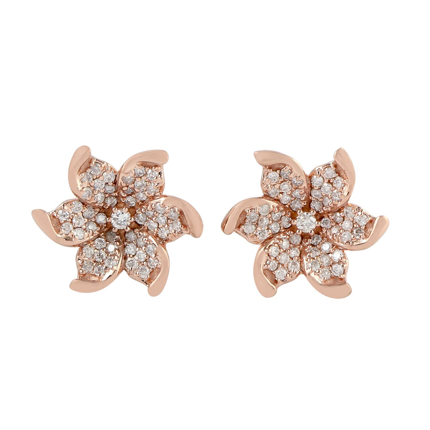 gold flower earrings studs