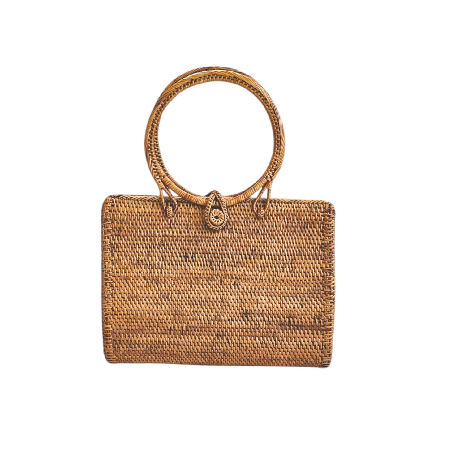 Ohsun Women's Neutrals / Red Iris Rattan Handbag