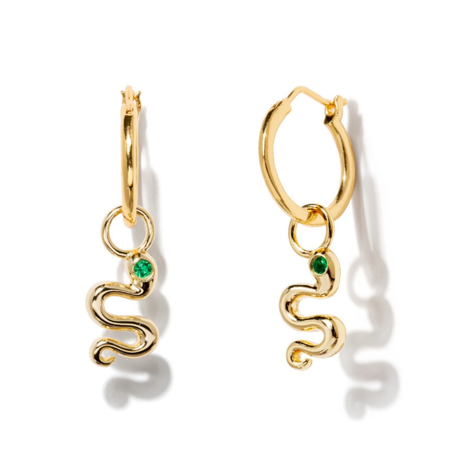 Women’s Snake Emerald Gold Hoop Earrings Little Sky Stone