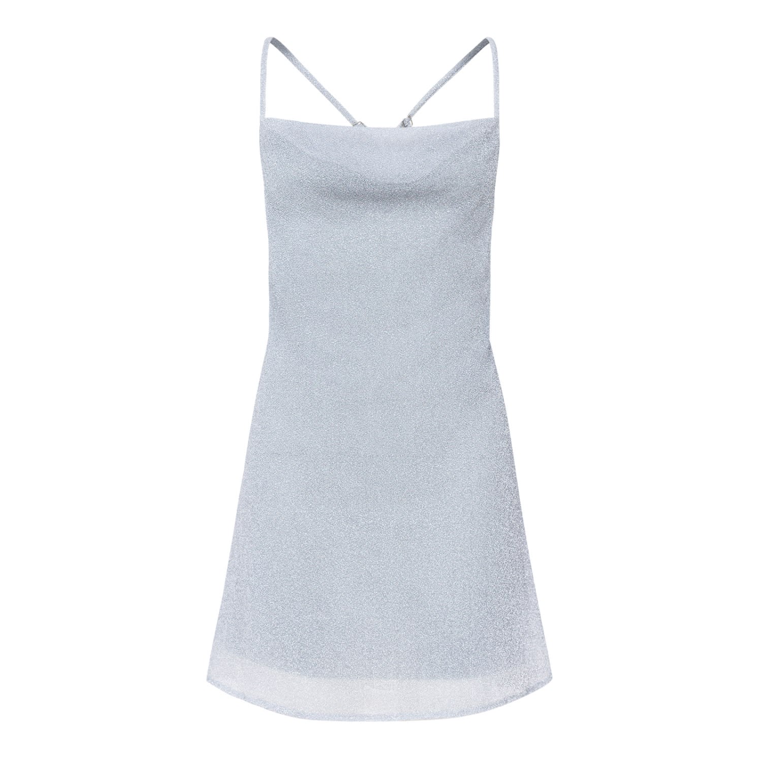 Serotoninn Women's Silver Lurex Mini Dress With Cross At The Back