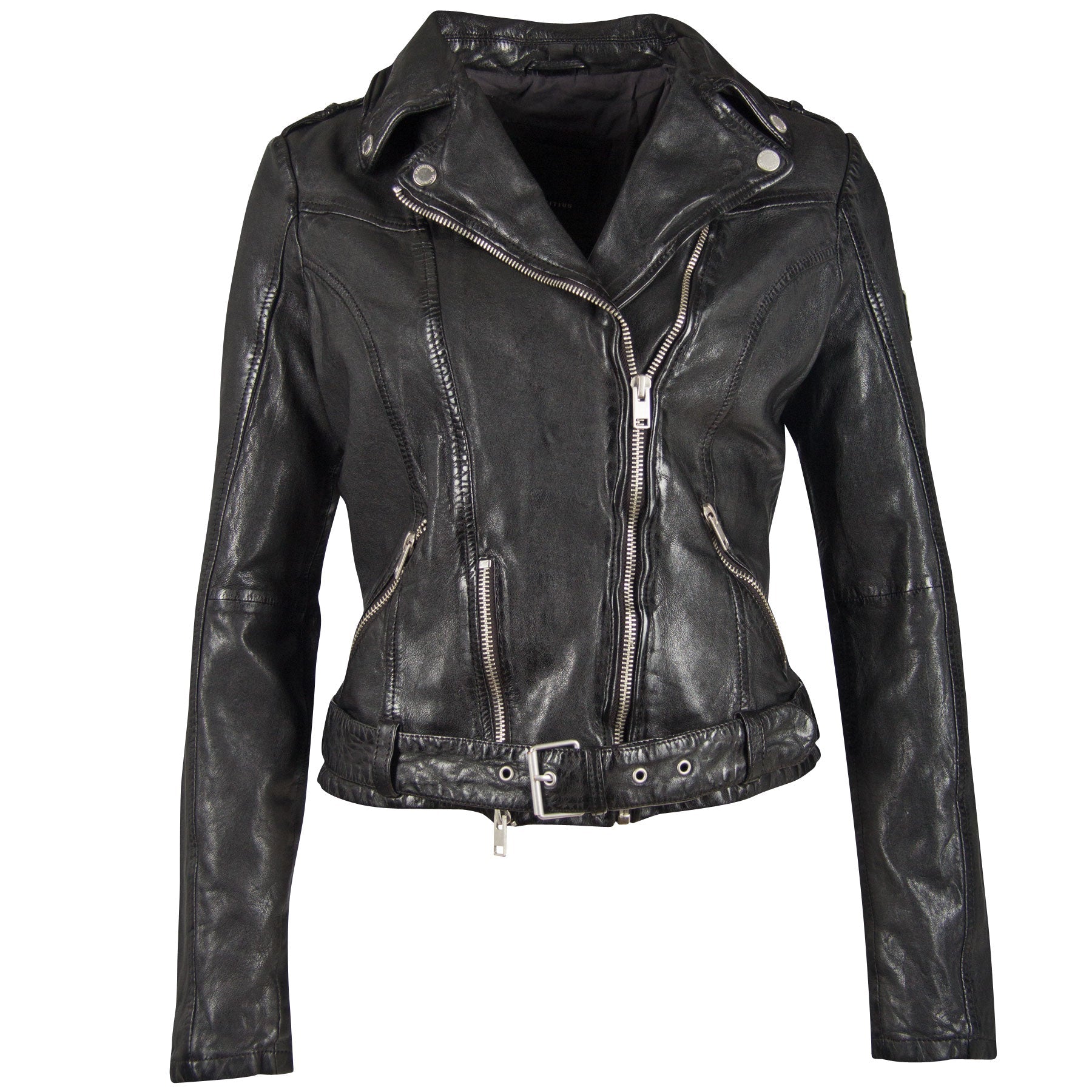 Mauritius Wild 2 Rf Leather Jacket In Dark Green In Black