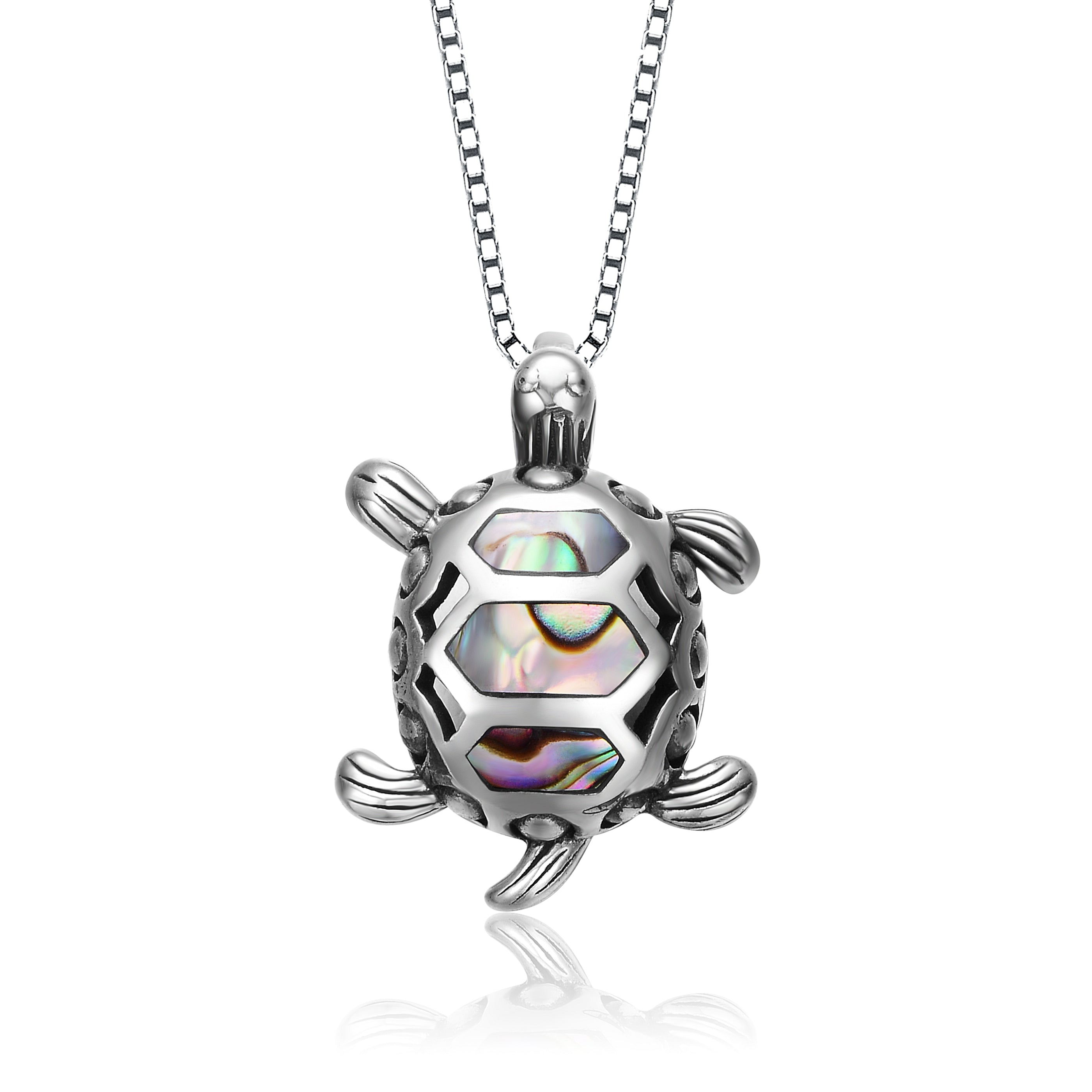 Women’s Sterling Silver Abalone Turtle Pendant Necklace Genevive Jewelry