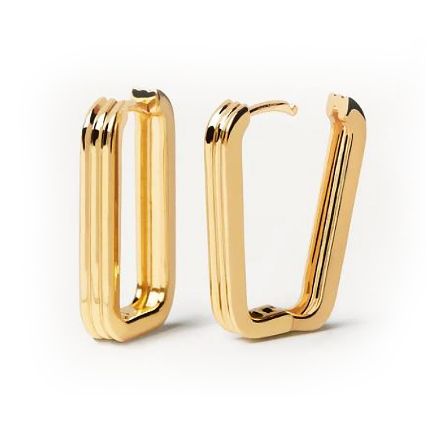 Shaded The Label Women's Fay Pinstripe Rectangular Gold Hoop Earrings