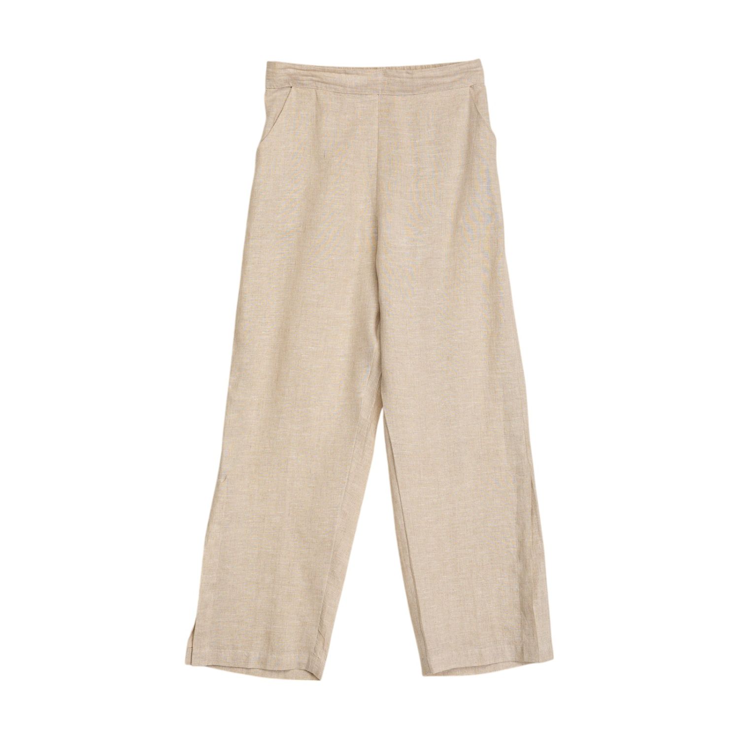Niza Women's Neutrals Wide Beige Linen Trousers Tulum