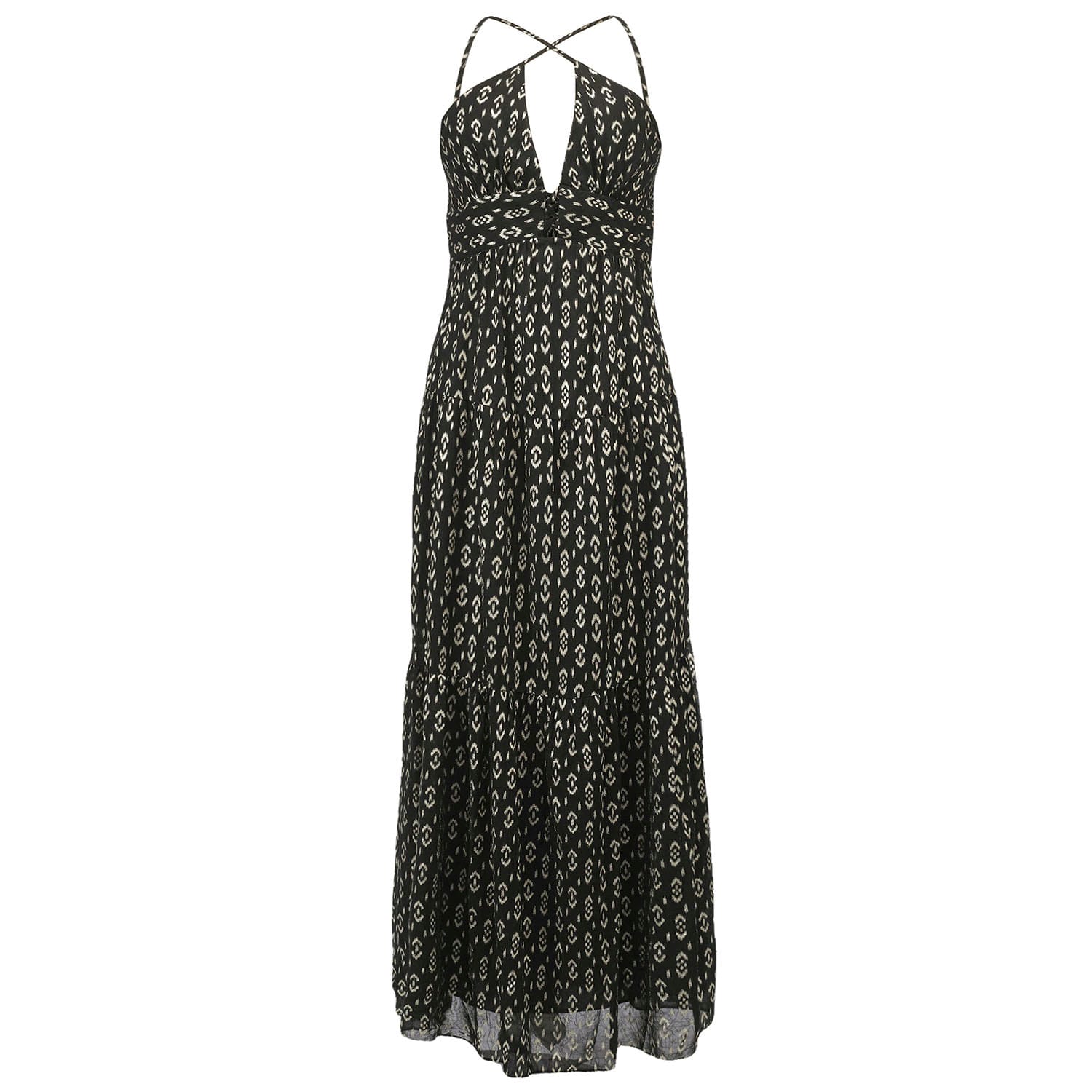 Smart And Joy Women's Blue Tiered Panels Backless Strappy Maxi Dress - Navy In Black