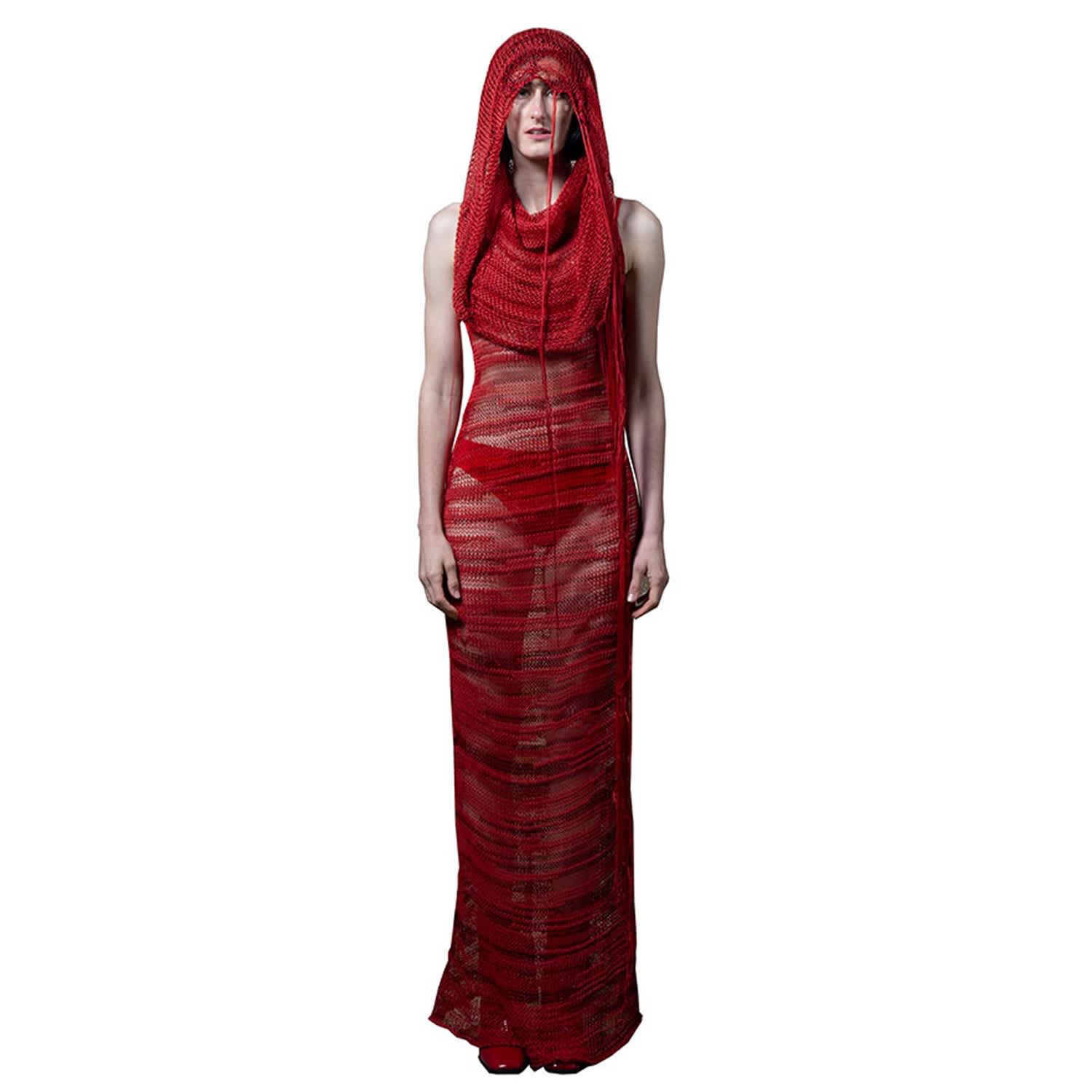 Hooded red shop dress