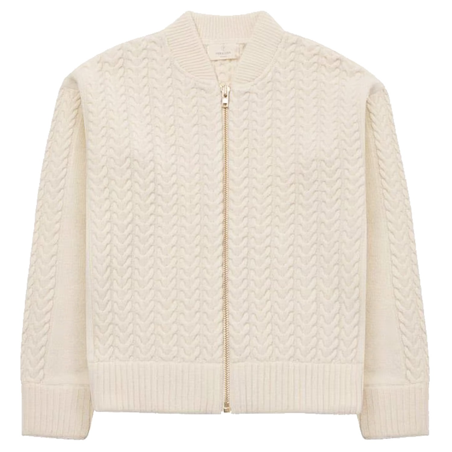 Women’s White Dover Cable Knit Bomber Jacket In Ecru Extra Large Peraluna