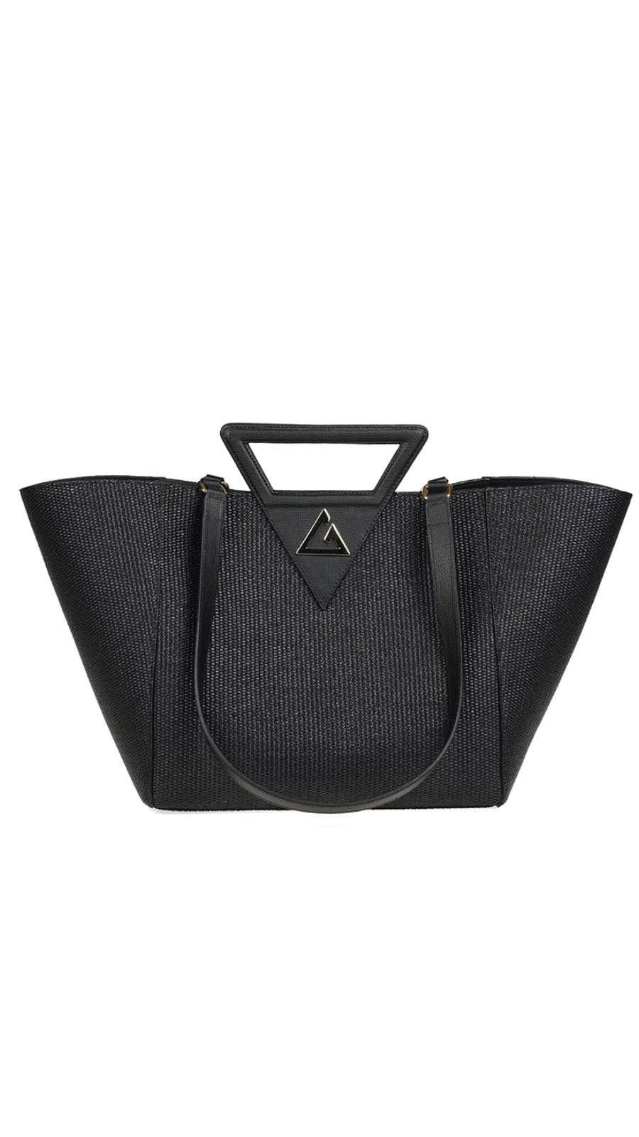 Women's Athens Tote Bag Black Straw | One Size | Le Trap