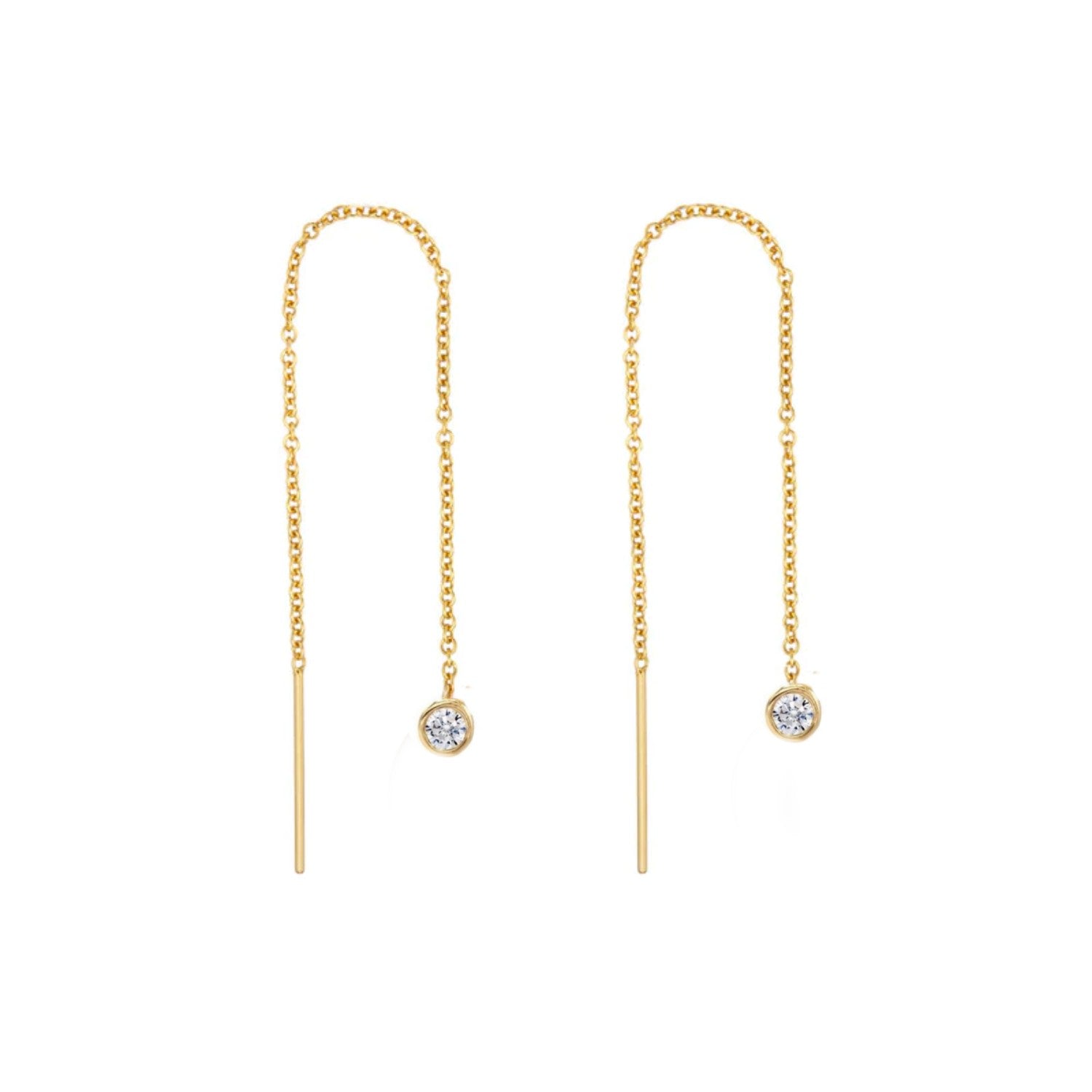 Women’s Gold Stardust Diamond Long Threader Earrings Lily Flo Jewellery