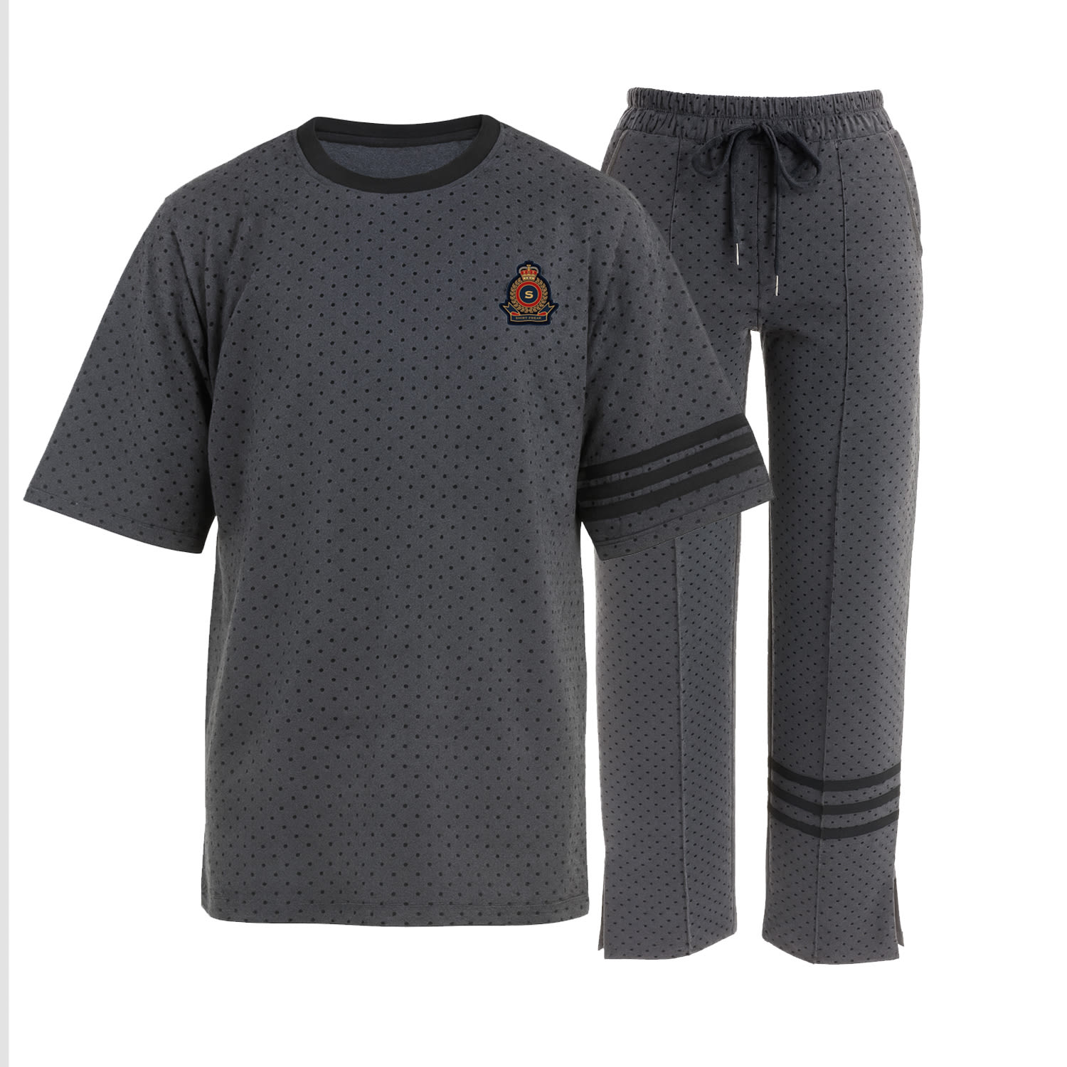 Freak Vault Men's Grey / Black Zeeluxe Polkadot Casual Set In Black