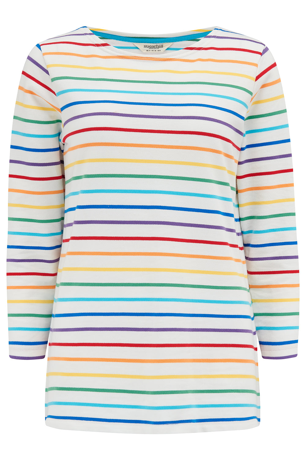 Sugarhill Brighton Women's Brighton Jersey Top Off-white, Rainbow Stripes In Multi