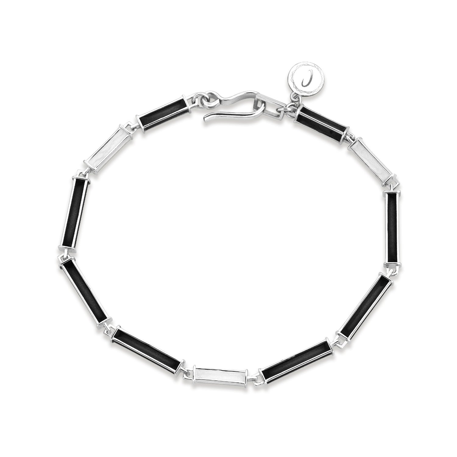 C|nd|n By Candan Balto Women's Megaron Silver & Black Enamel Bracelet In Metallic
