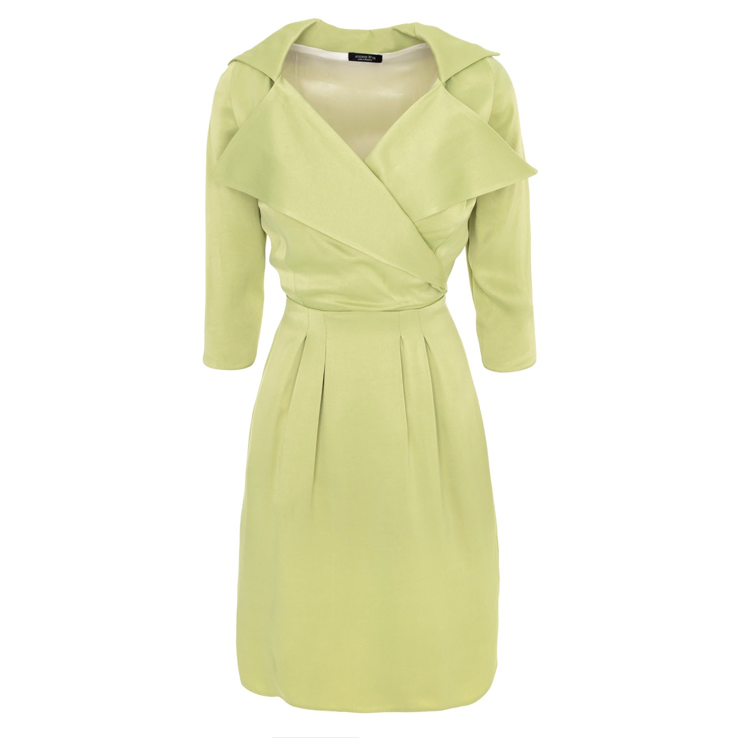 Avenue No.29 Women's Green Lapel Wrap Viscose Midi Dress - Lime In Green