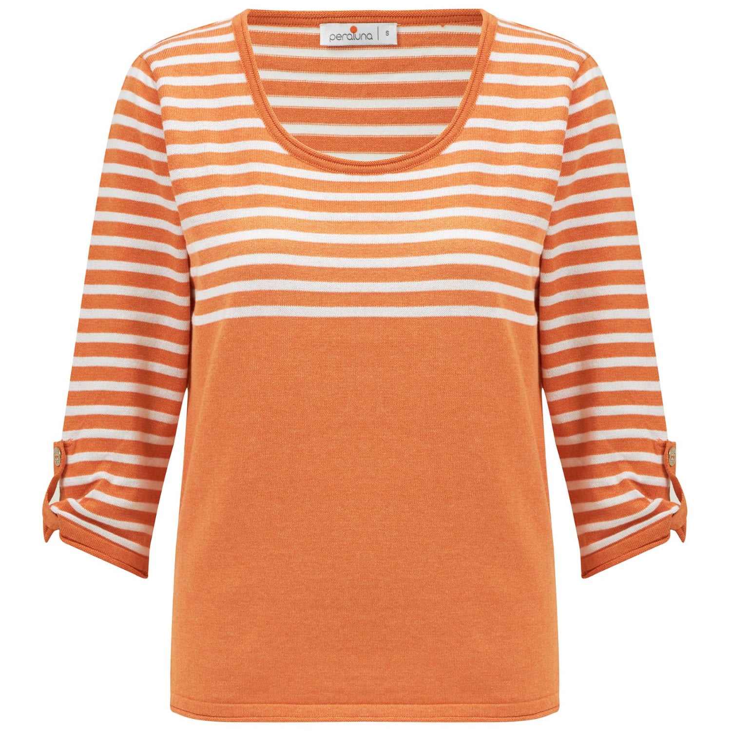 Peraluna Women's Yellow / Orange Sailor Striped Knitwear 3/4 Sleeve Pullover - Orange/white In Yellow/orange