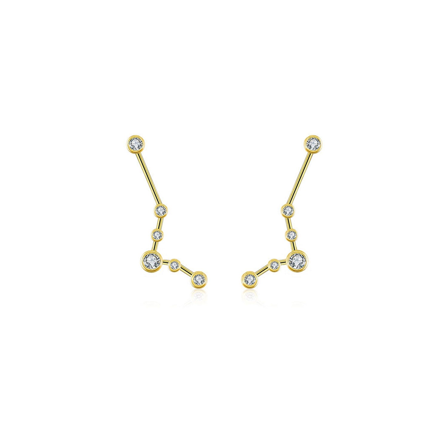 Women's Pisces Zodiac Constellation Earring 18K Yellow Gold & Diamond | Genevieve Collection