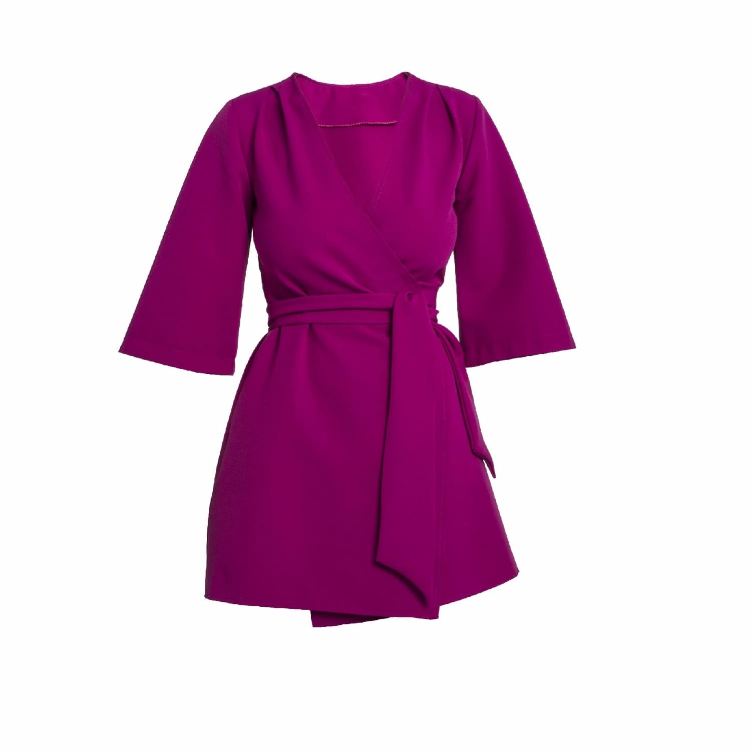 magenta wrap dress