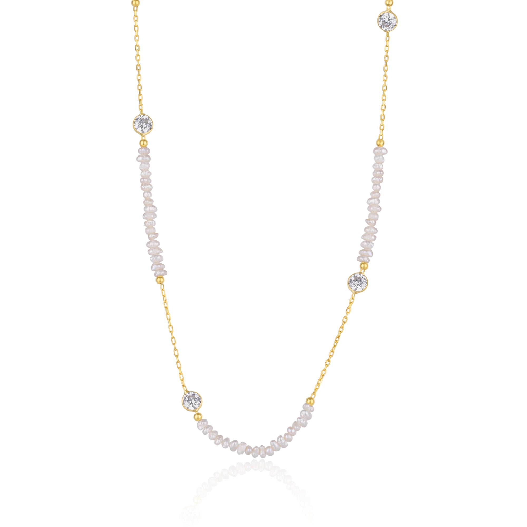 Women’s Baroque Irregular Pearl Jewelled Sterling Silver Chain Necklace In Gold Spero London