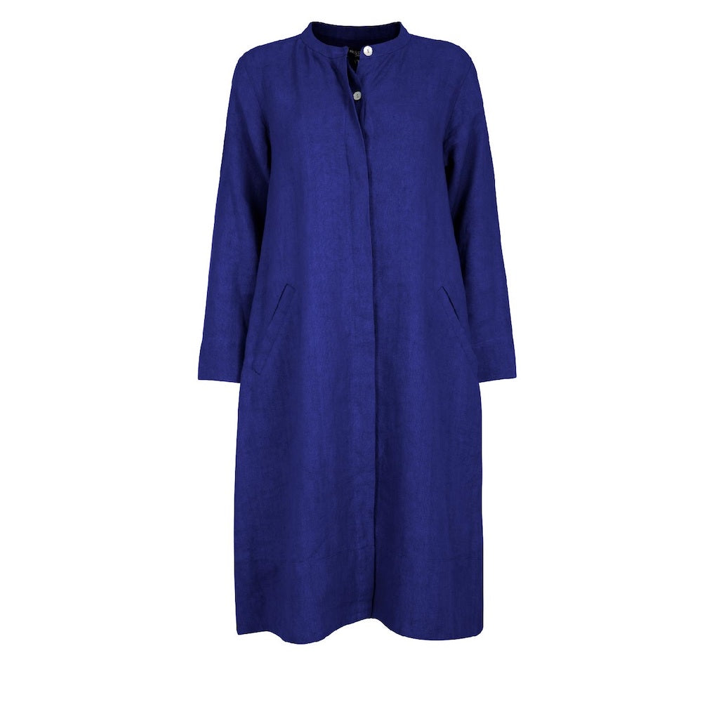 Women’s Blue Ultra Super Mix Coat Dress Linen Ultramarine XXL Nologo-Chic