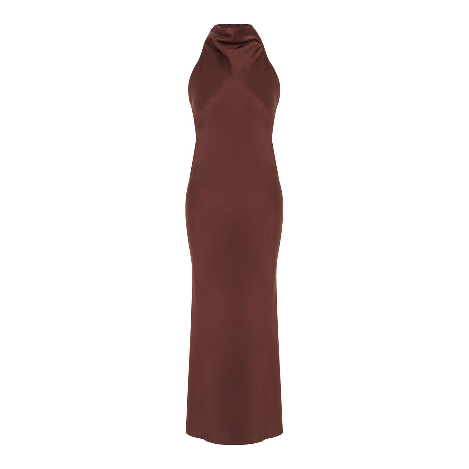 Rue Les Createurs Women's Back Cutout Brown Elegant Dress In Brown