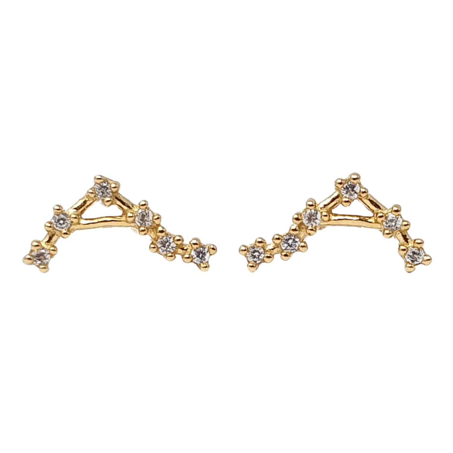 Harfi Women's Gold / Silver Libra Star Sign Constellation Astrology Tiny Earrings In Multi
