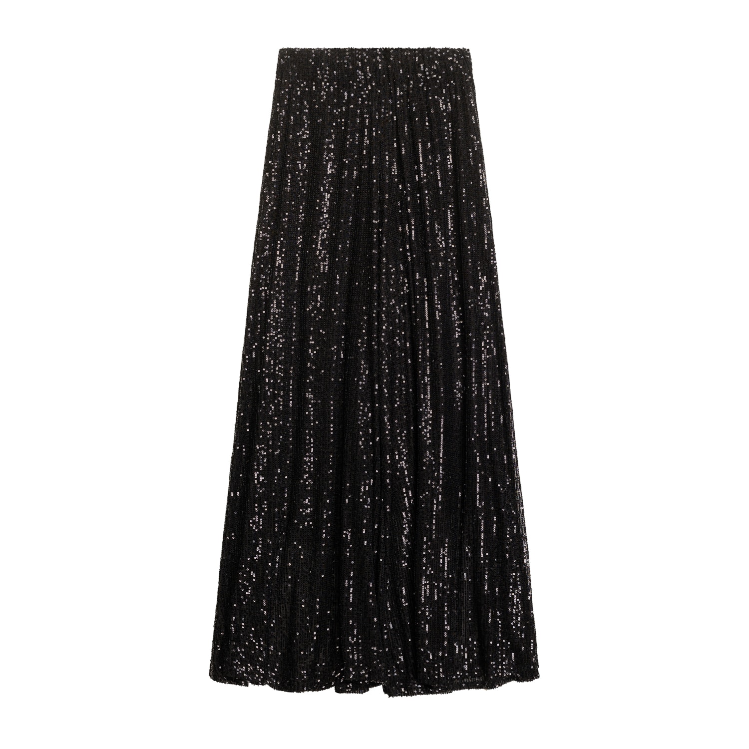 Tantra Spain Sl Women's Black Straight Sequinned Trousers With Elastic Waistband And Lining In Black