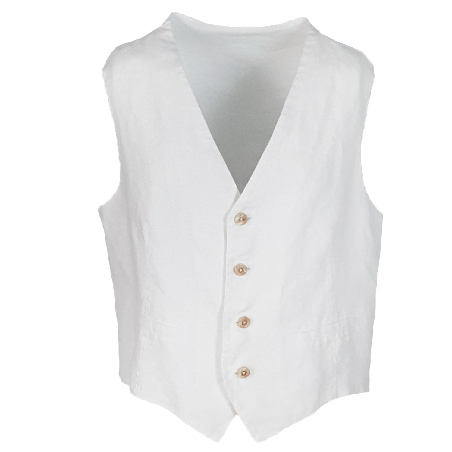 Men’s Classic Linen Vest-White Medium Haris Cotton