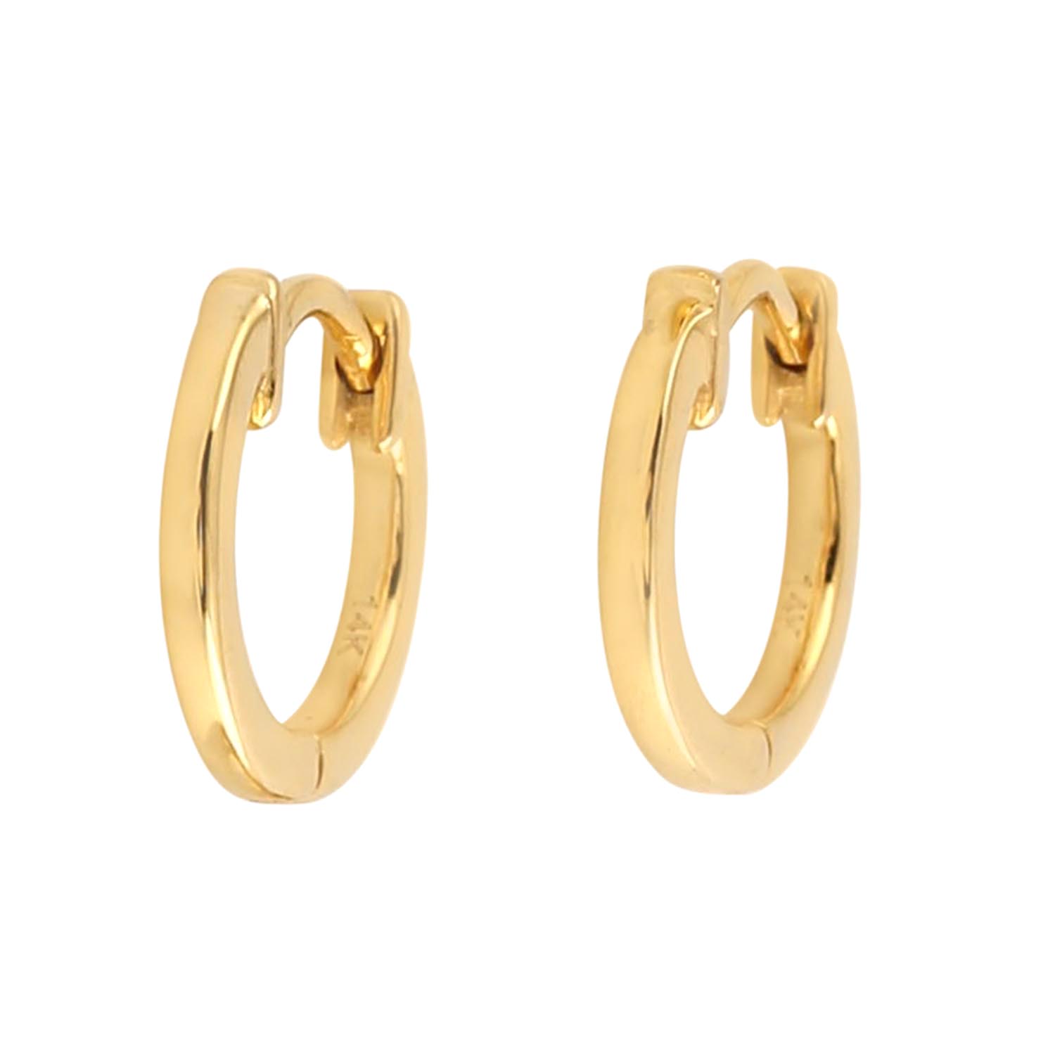Artisan Women's 14k Yellow Gold Plain Huggie Earrings In Gold