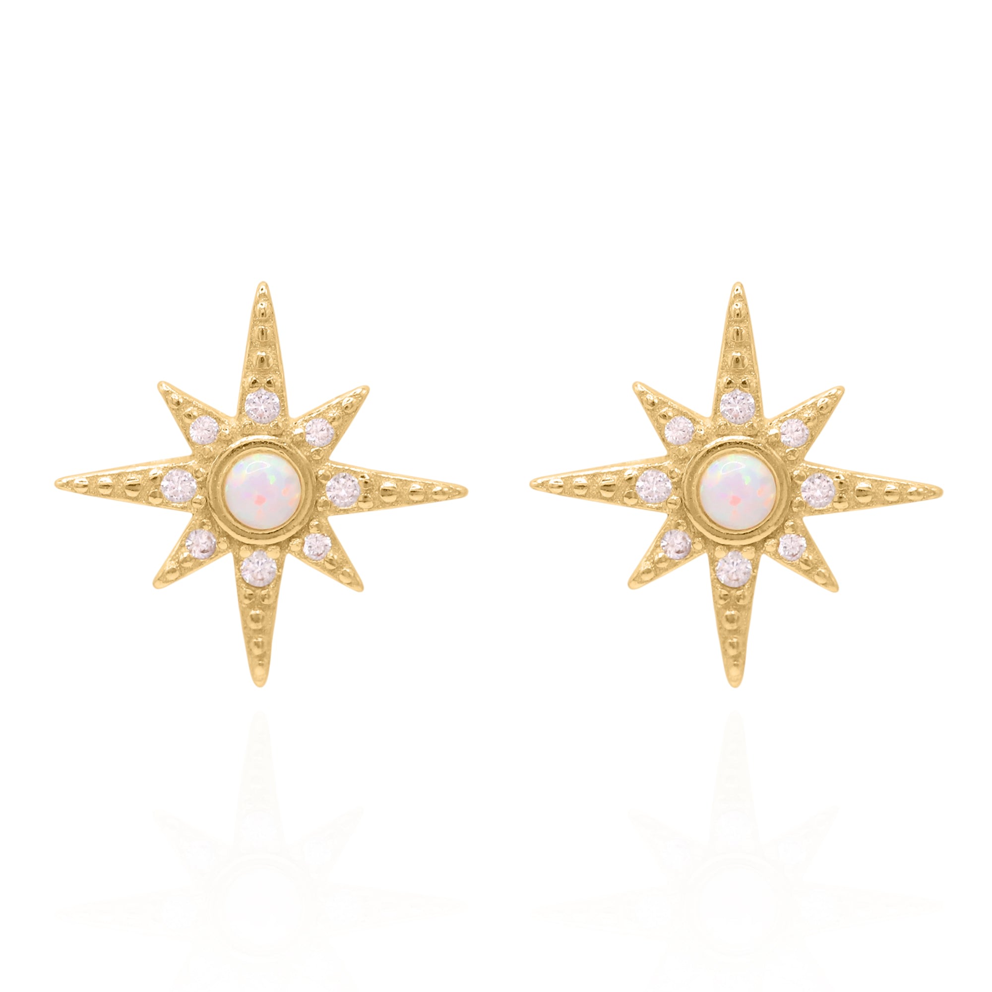 Women’s Serin Star Opal Stud Earrings Gold Plated Luna Charles