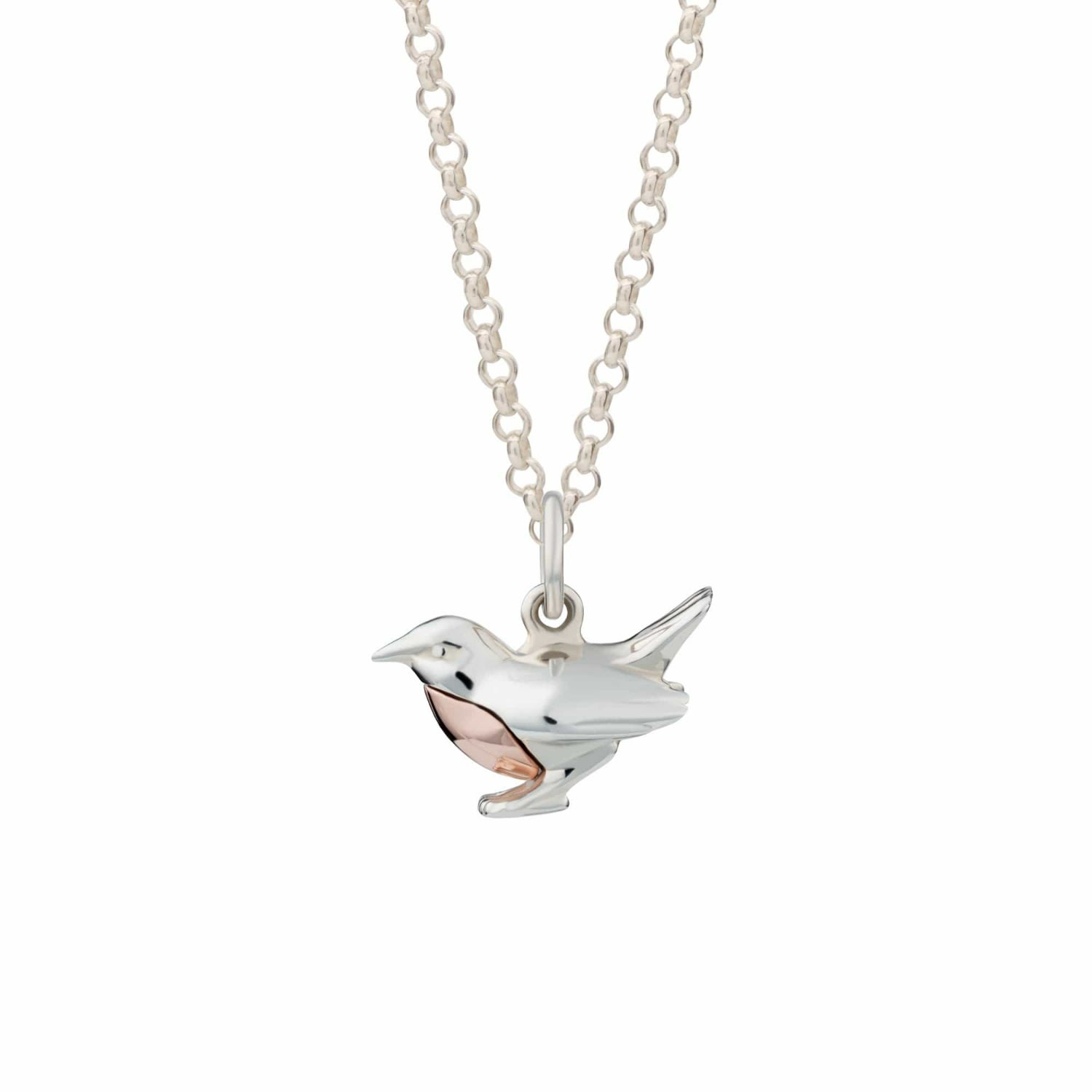 Lily Charmed Women's Rose Gold / Silver Sterling Silver Robin Necklace In Rose Gold/silver
