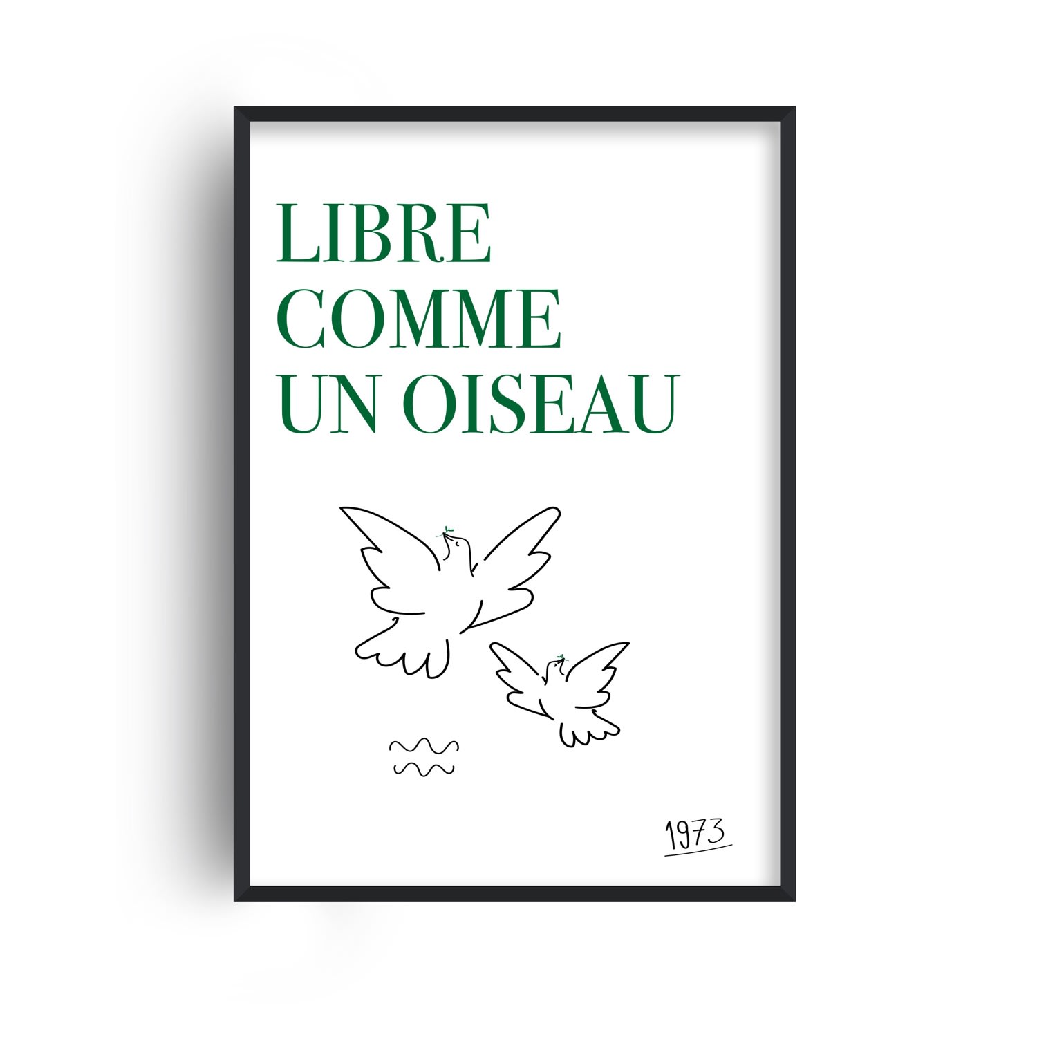 White / Green / Neutrals Free As A Bird French Retro Gicle Art Print A2 420 X 594Mm Fanclub