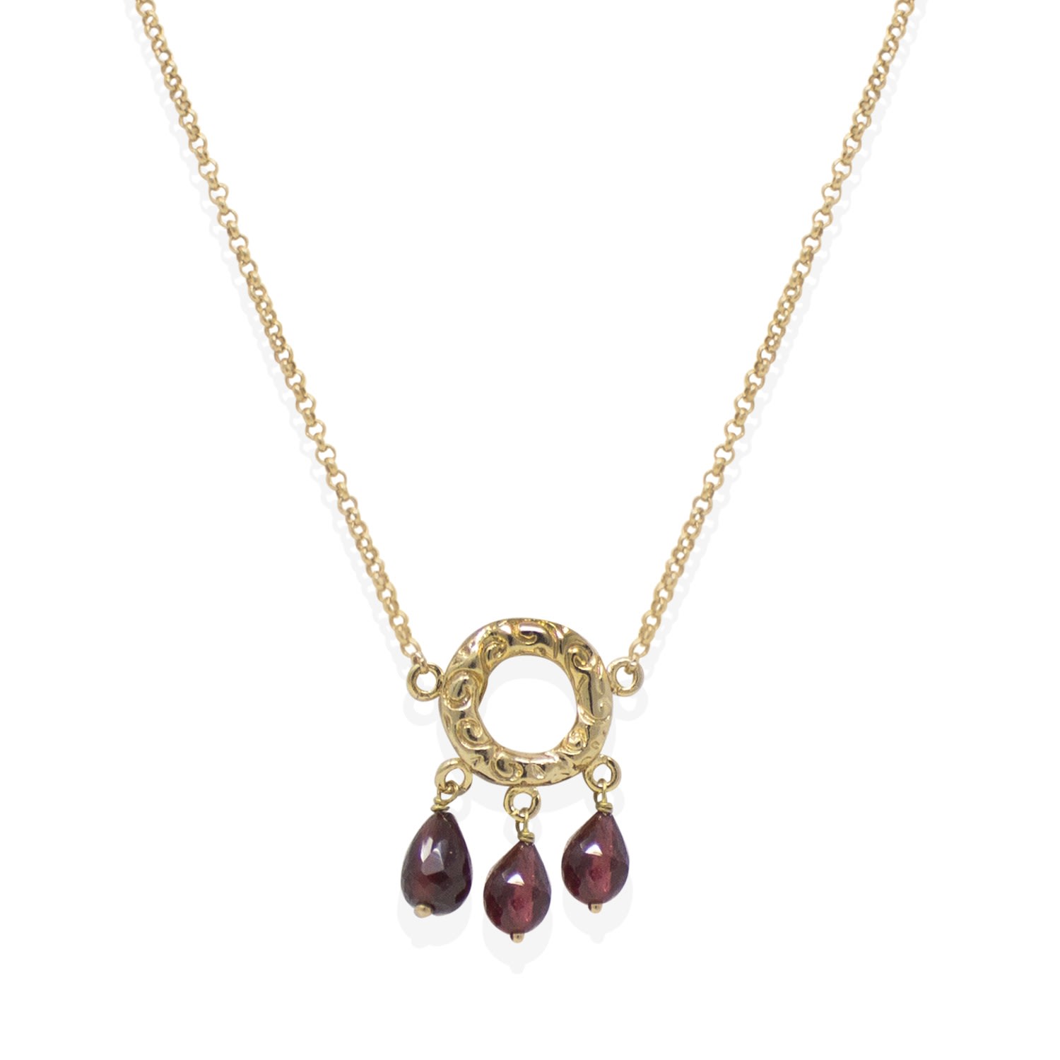 Vintouch Italy Women's Gold / Red Liberty Gold Vermeil Garnet Necklace In Multi