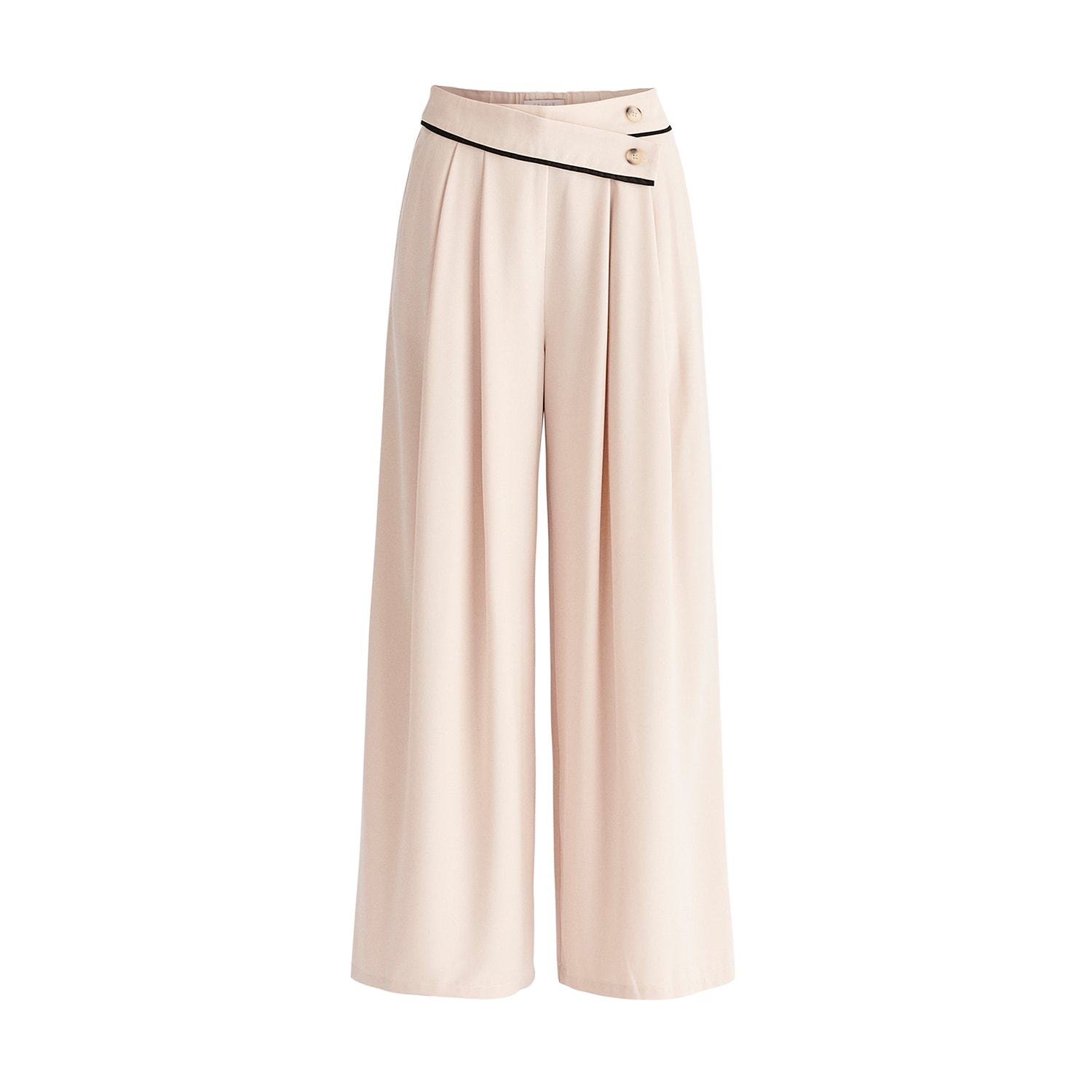 Women’s Neutrals Asymmetric Waistband Trousers In Beige & Black XXL Paisie