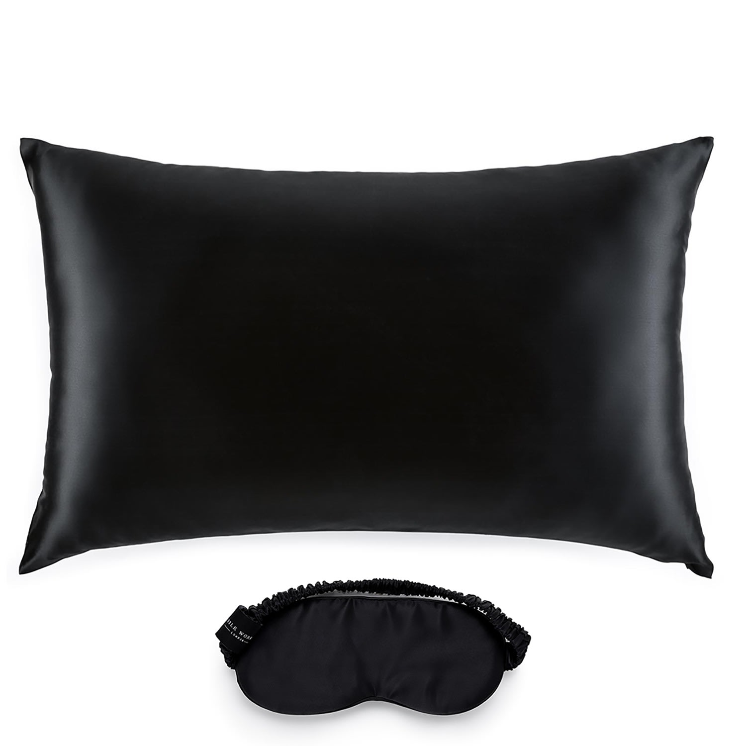 Silk Works Black Queen Mulberry Silk Pillowcase & Eye Mask Set In Black