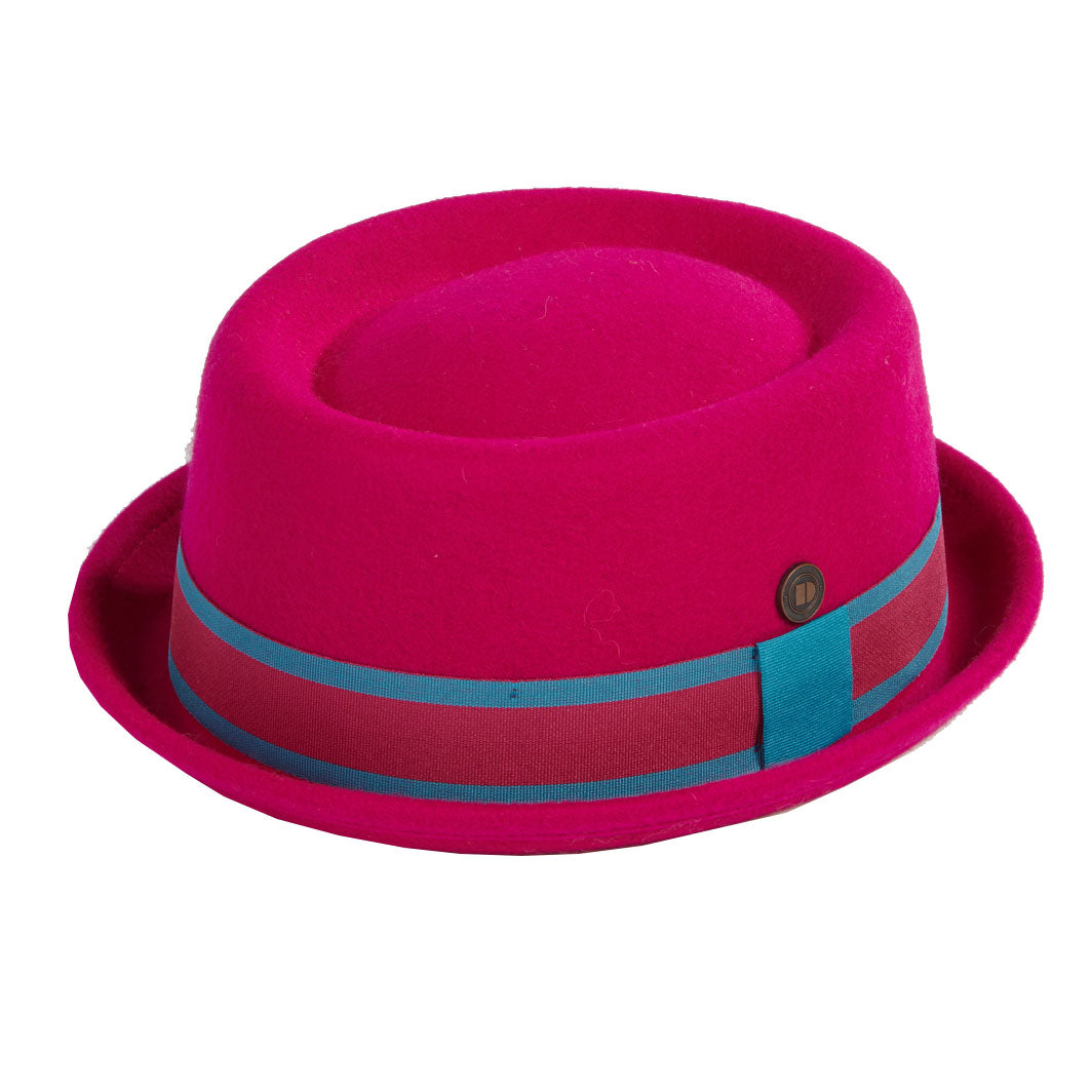Men's Leo Fuchsia Pink Felt Skimpy Brim Short Brim Rude Boy Mod Style Porkpie Hat | 59Cm | Dasmarca Hats