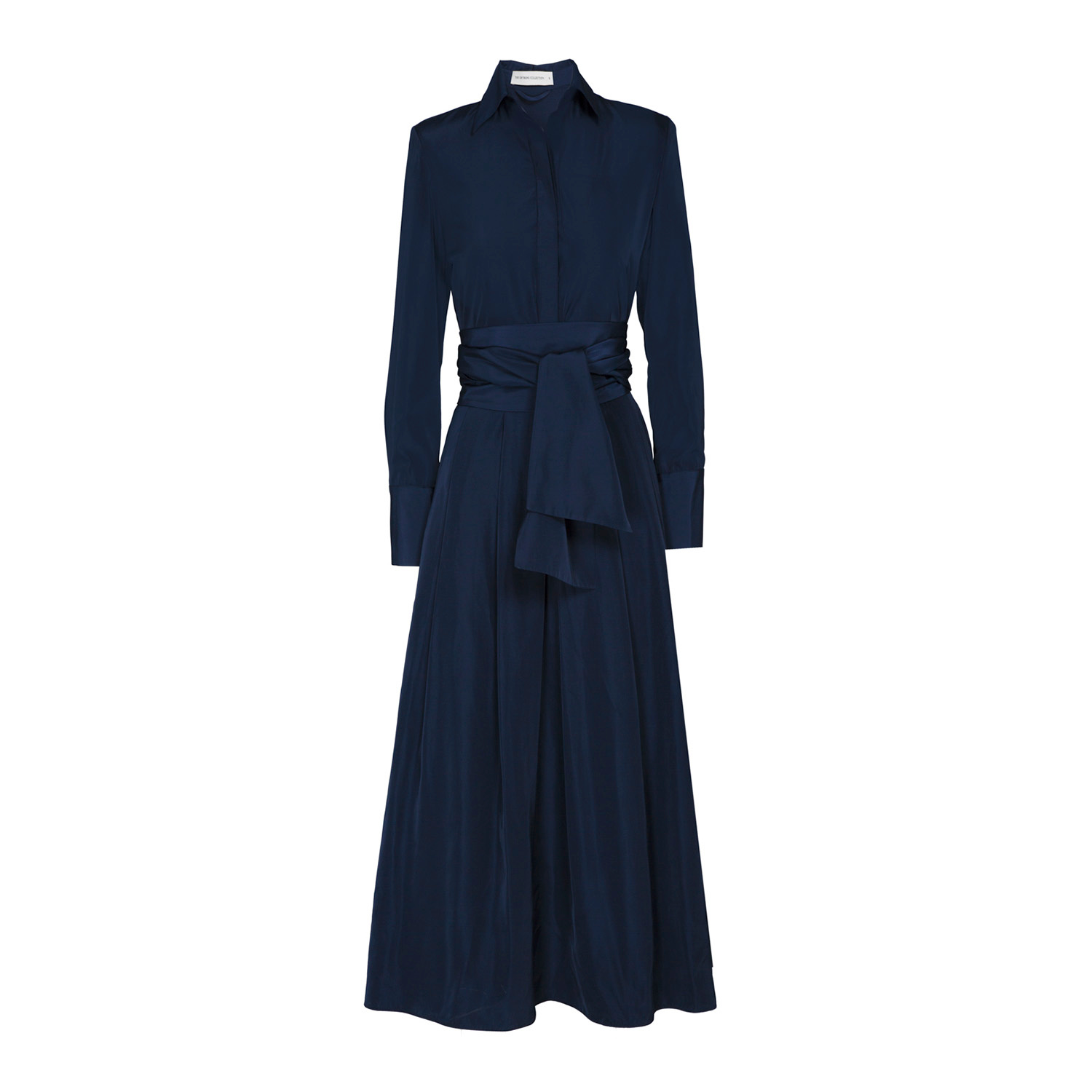The Extreme Collection Women's Blue Cornelia Solid Navy Midi Shirt Dress With Tie Belt
