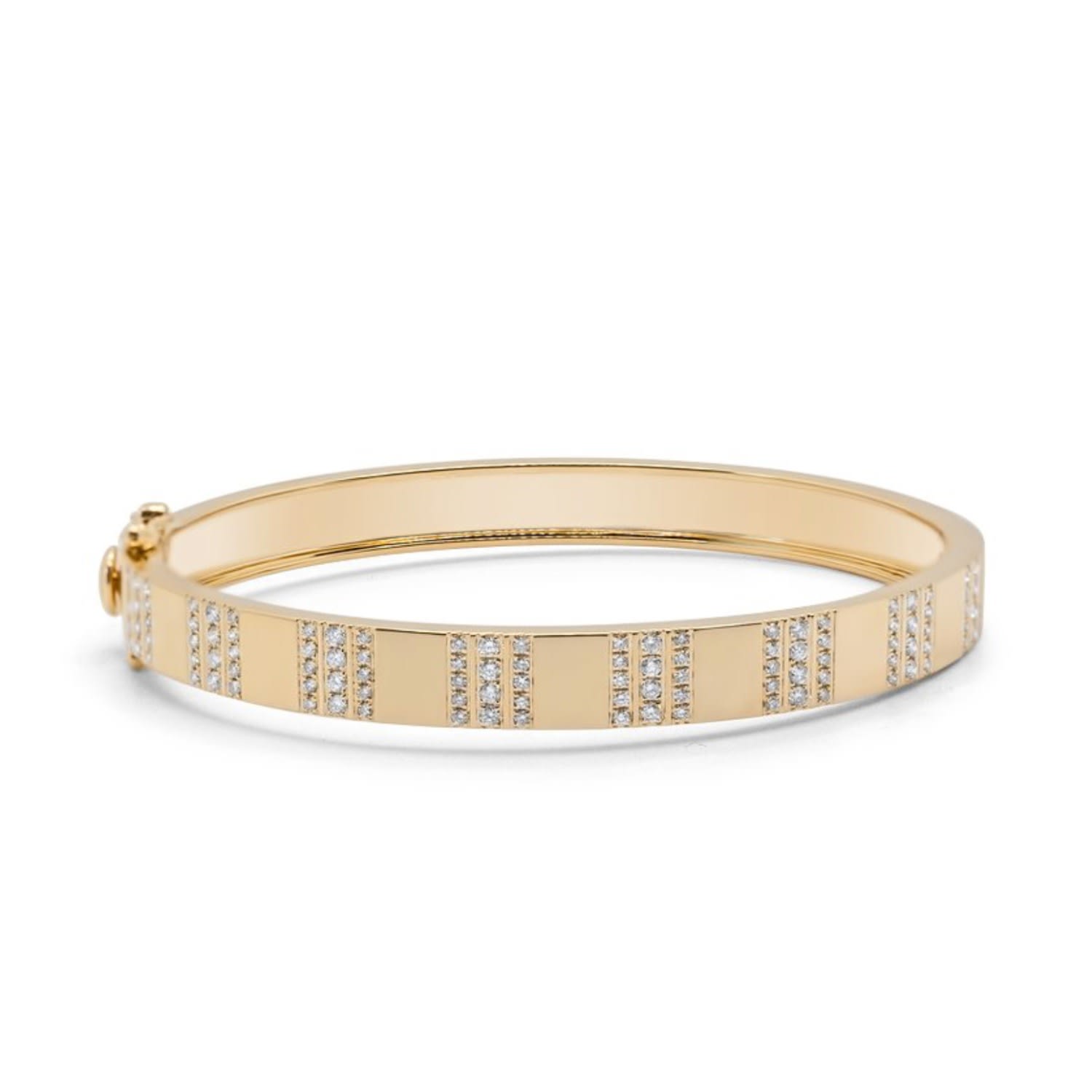 Women’s Gold Pinstripe Strength Diamond Bangle Bracelet Half Way Diamonds Rinoor