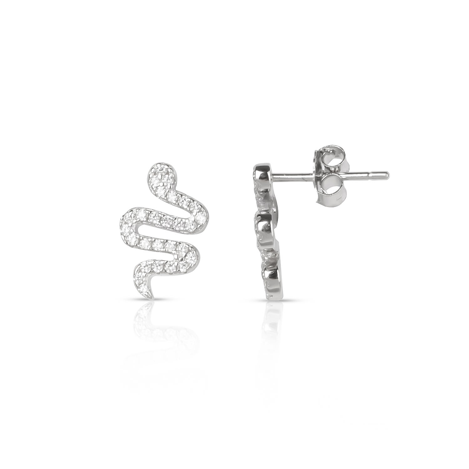 Ep Designs Women's Silver Snake Stud Earring In Silver