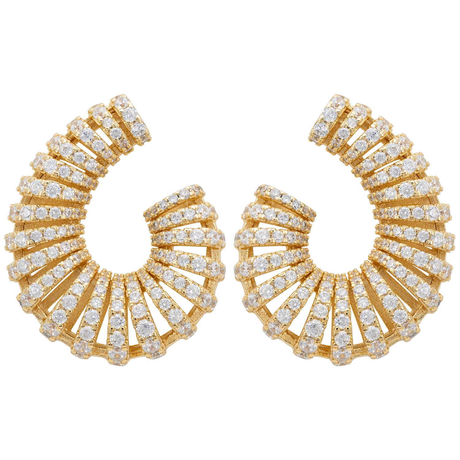 Latelita Women's Gold / White Parisian Swirl Hoop Earrings Gold