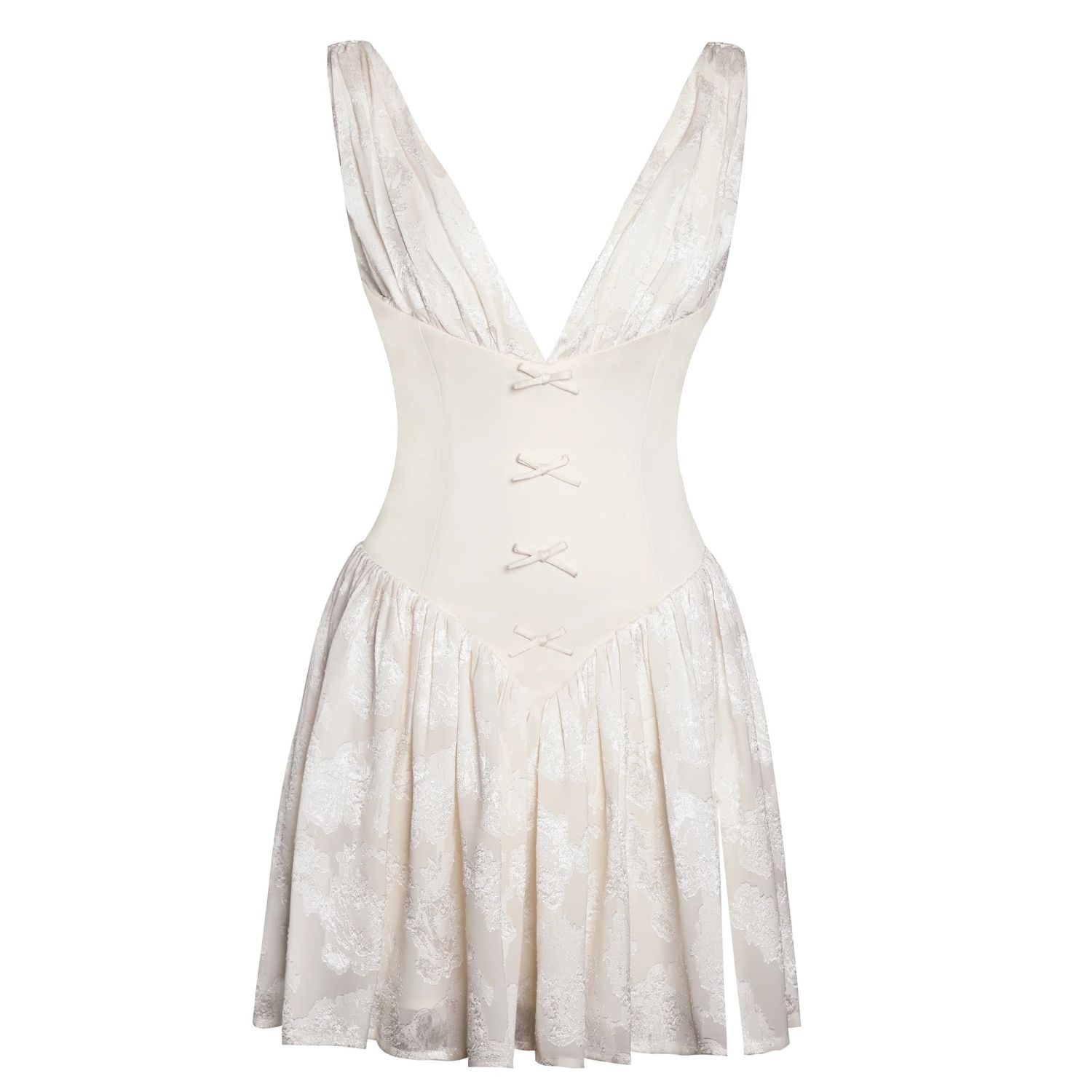 Miss Circle New York Women's Zahara Off White Jacquard Drop Waist Mini Dress