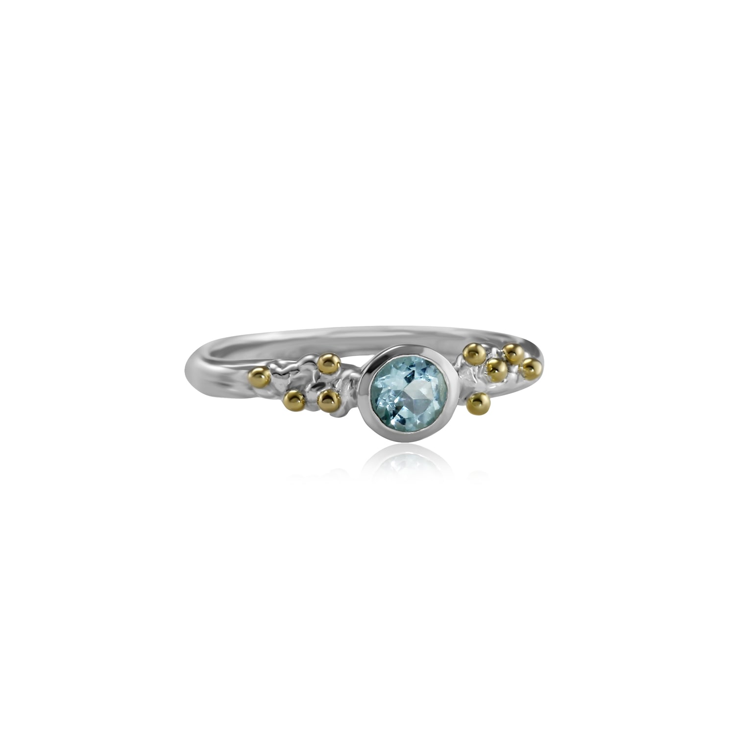 Isla Silver Women's Gold / Blue / Silver Dainty Sterling Silver Blue Topaz Ring