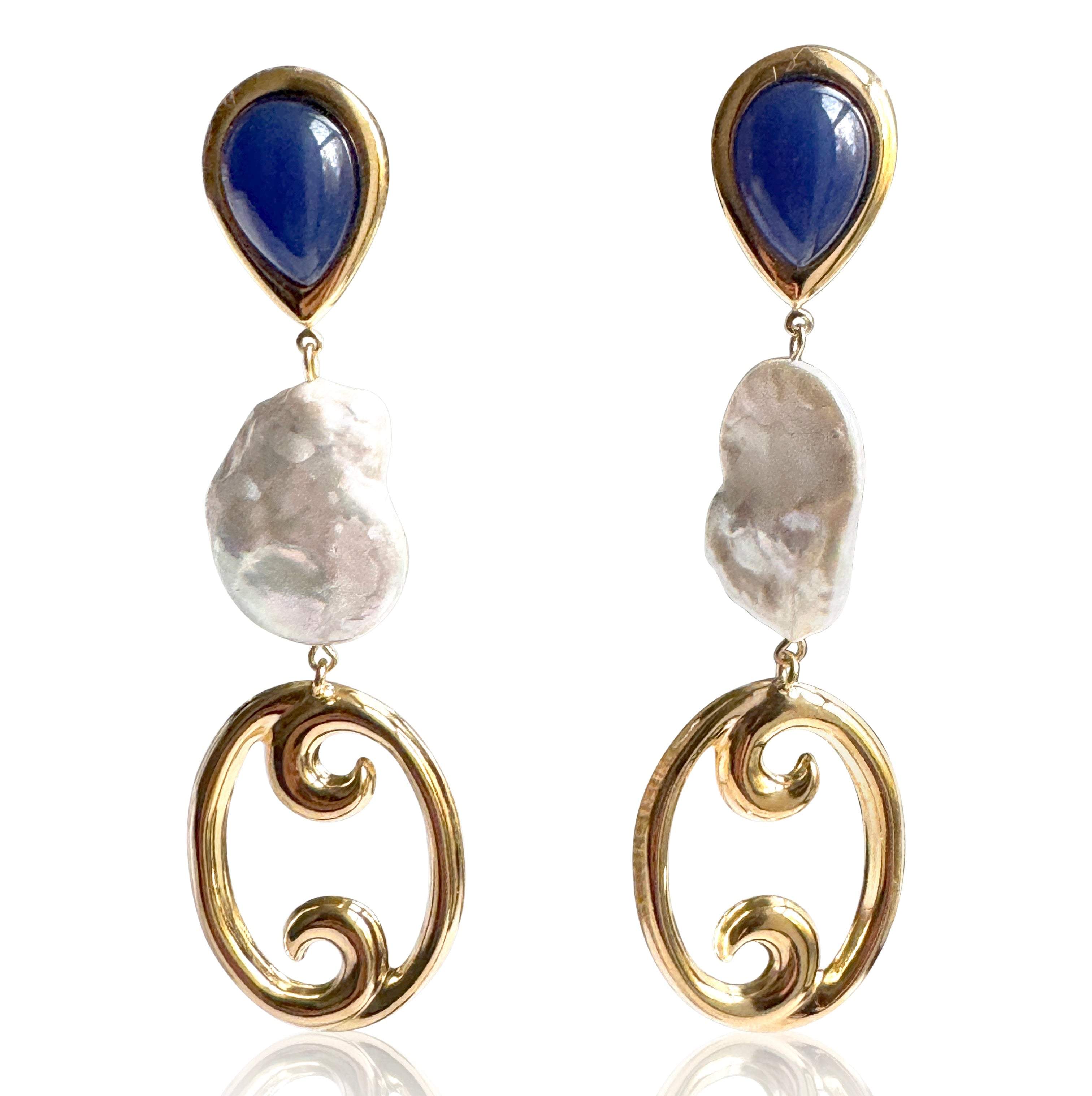 Laura Gray Women's Serena Blue Baroque Pearl Earrings