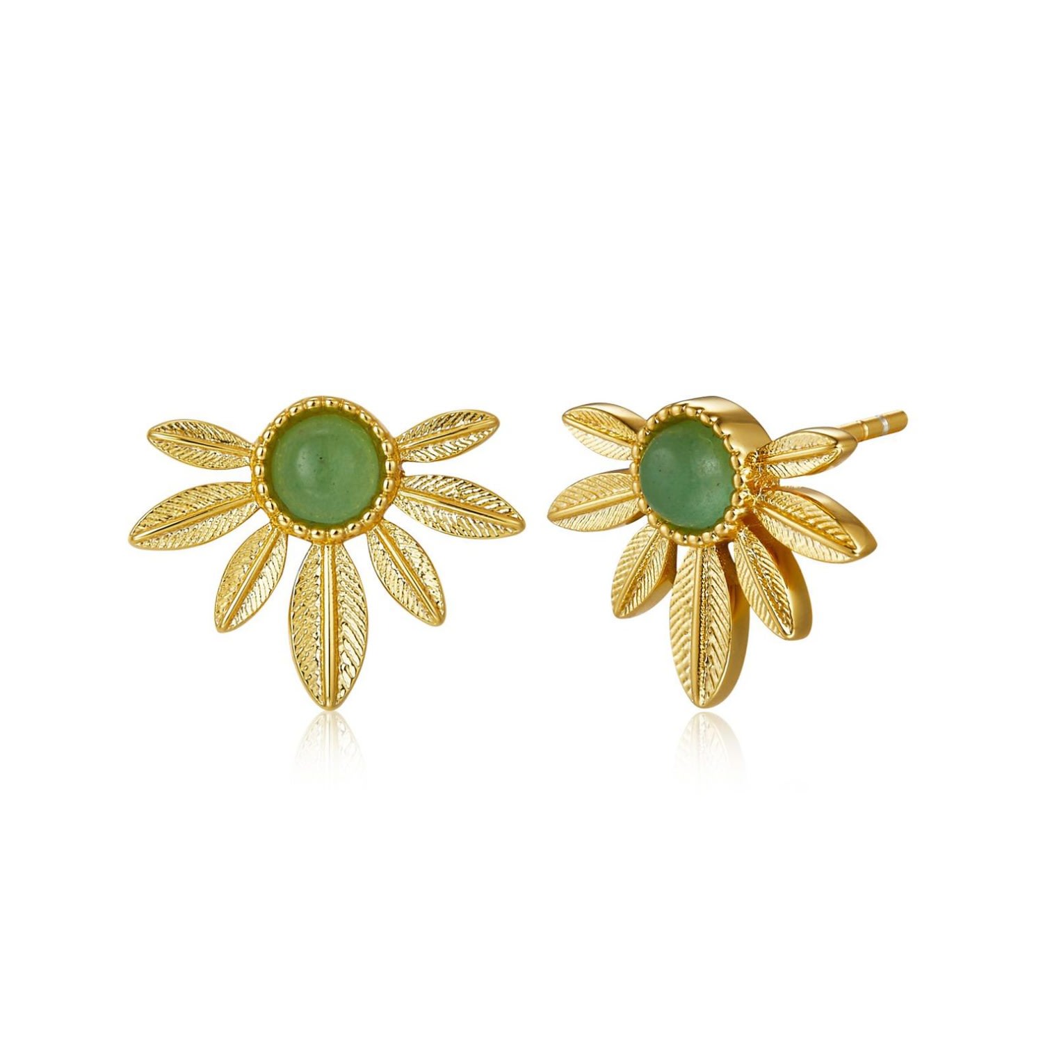 Janus Edinburgh Women's Gold Vermeil Silver Uraeus Leafy Silver Stud Earrings In Gold