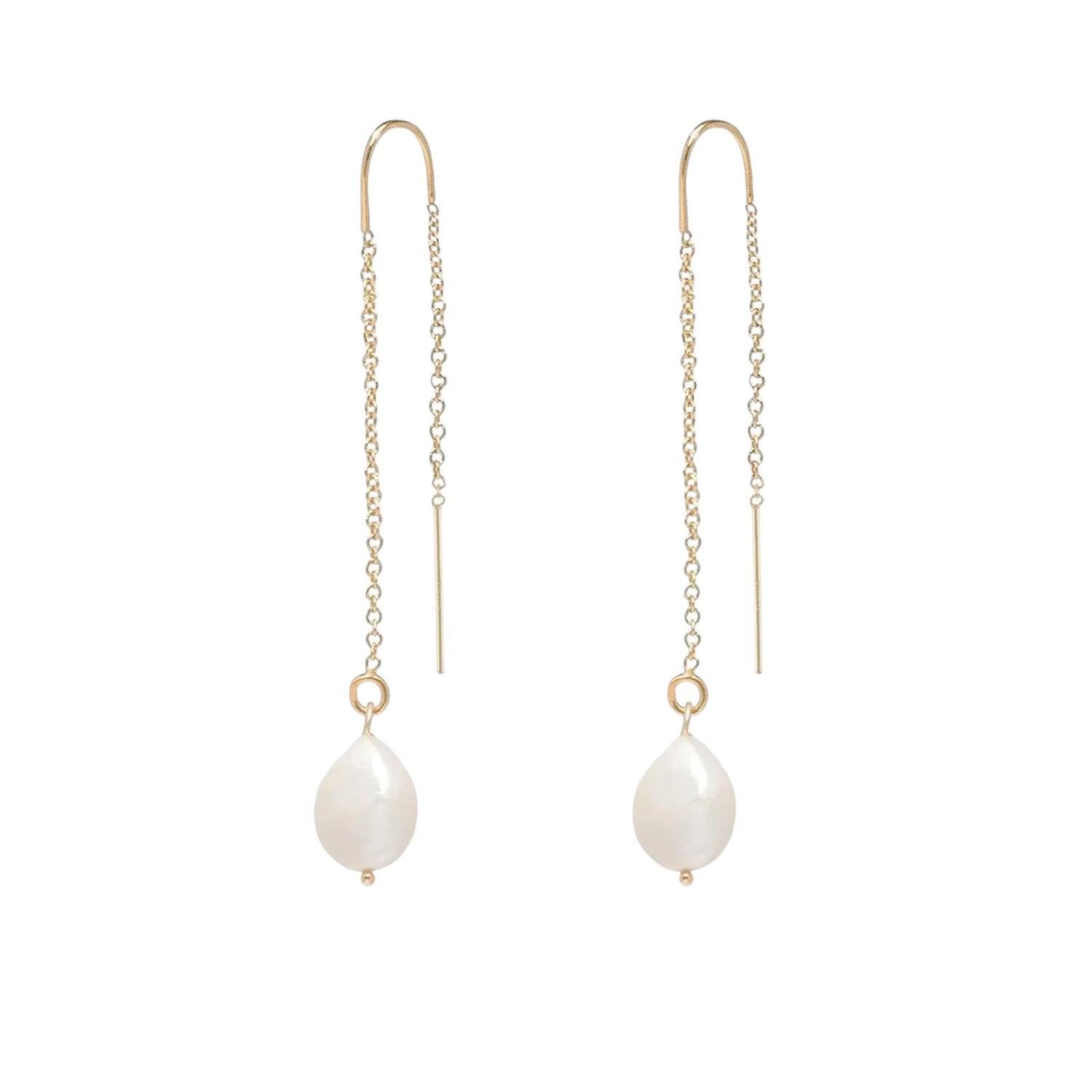 Ella Palm Women's Gold / White Layla Baroque Pearl Gold Fine Threader Earrings