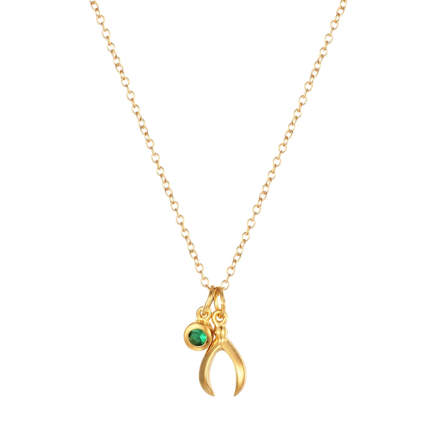 Women’s 22Ct Gold Vermeil Wishbone Charm Necklace Seol + Gold