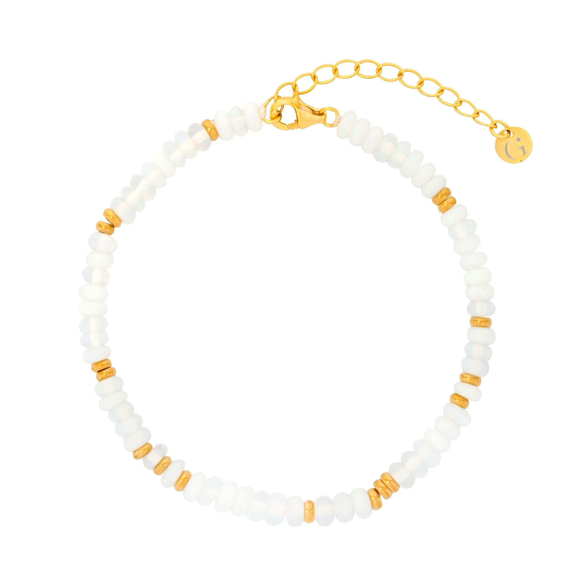 Gold Trip Women's Gold / White Moonstone Spacer Beaded Bracelet In Gold