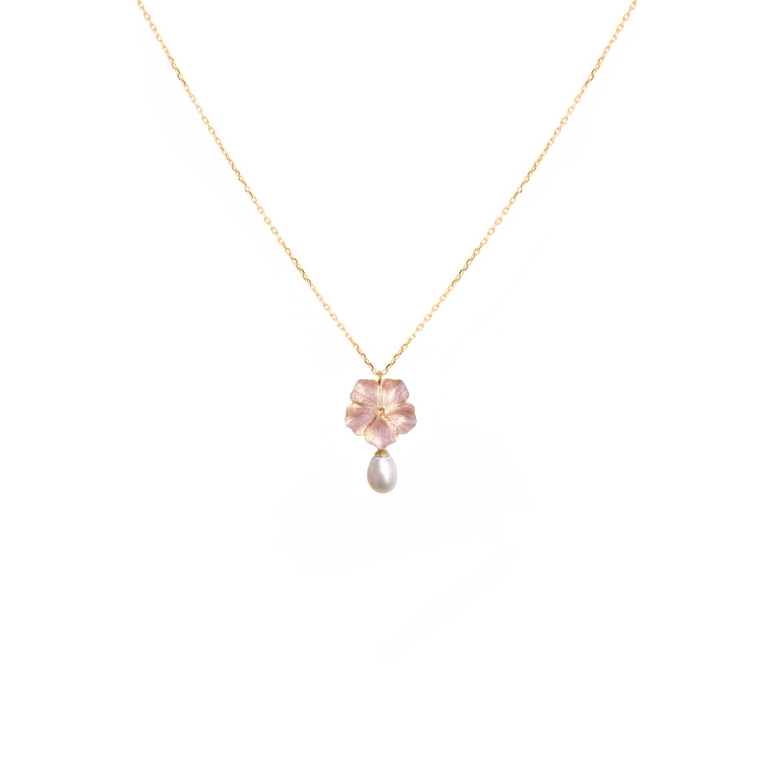 Alegoria Jewellery Women's Pink / Gold Bavella Mini Drop Pearl Necklace - Pink In Multi