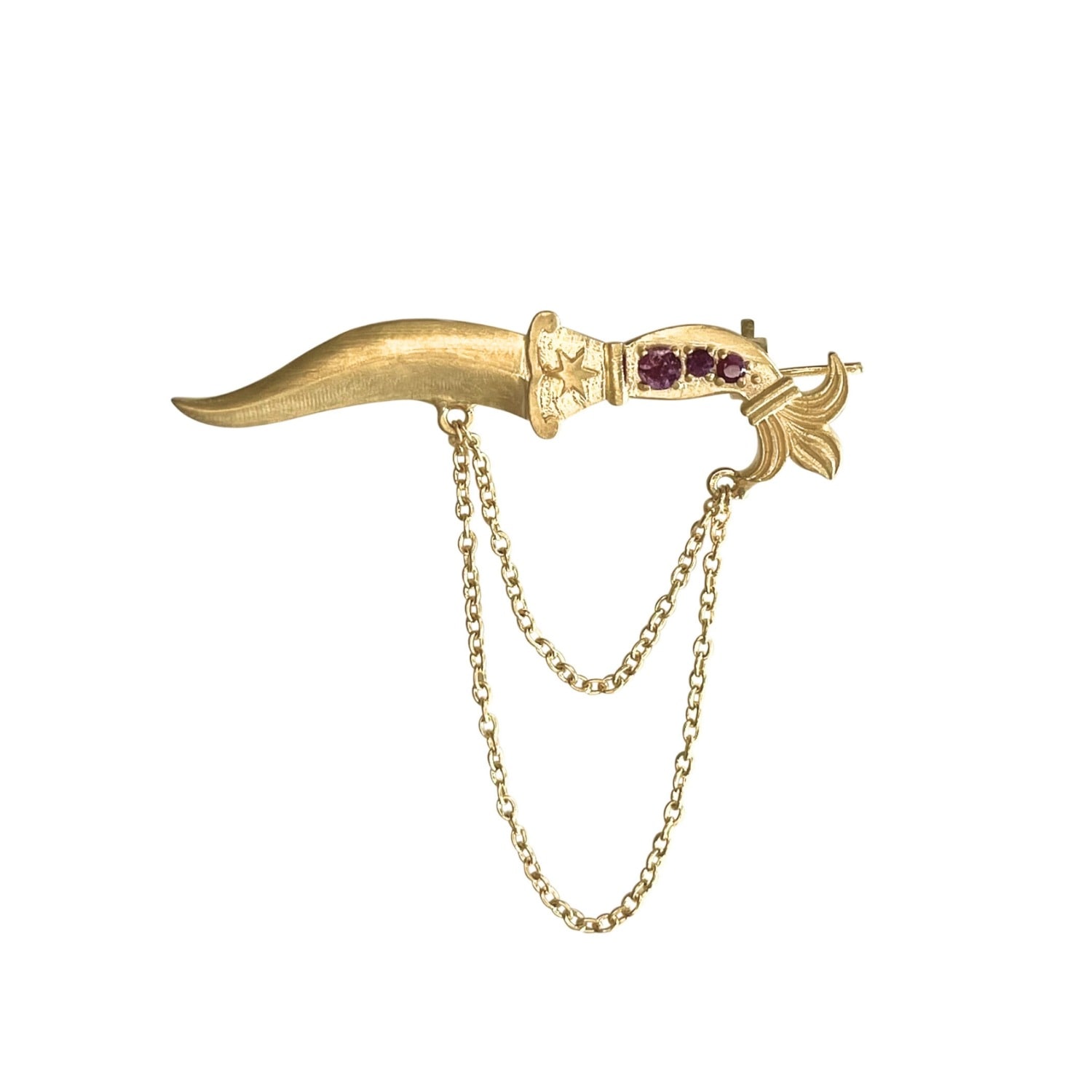 Rize Women's Gold / Red Ruby Dagger Brooch - Gold Plated